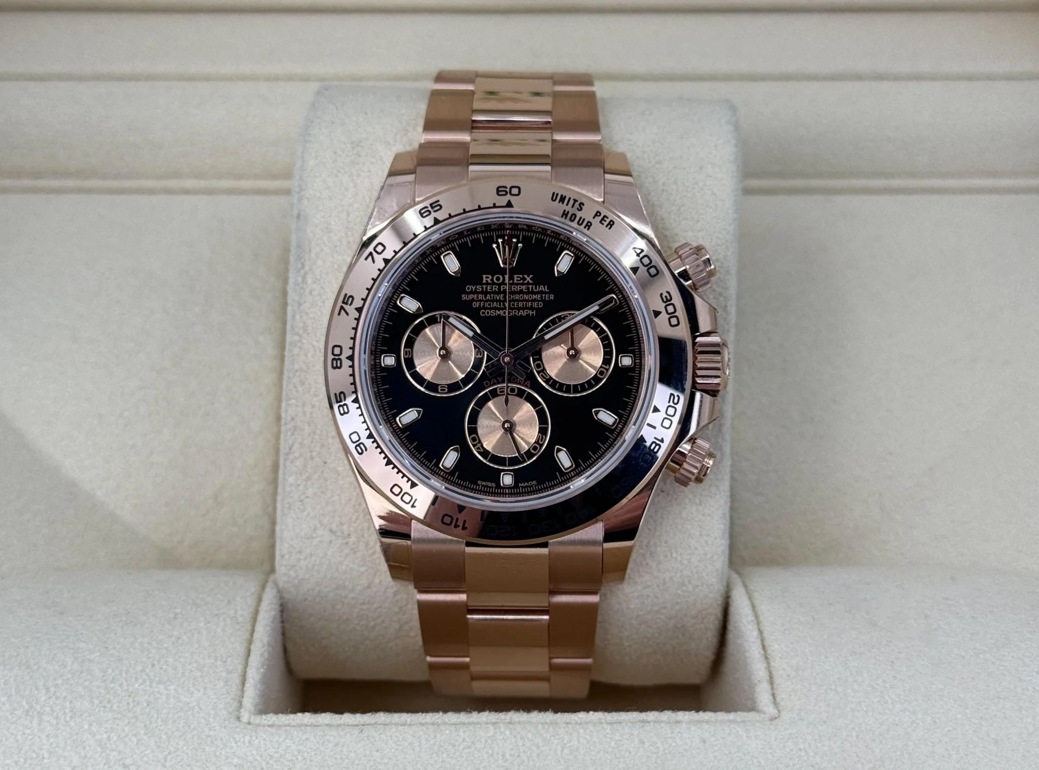 Rolex Daytona 116505 Black Index Pink Subdials Rose Gold Oyster Chronograph - Image 3