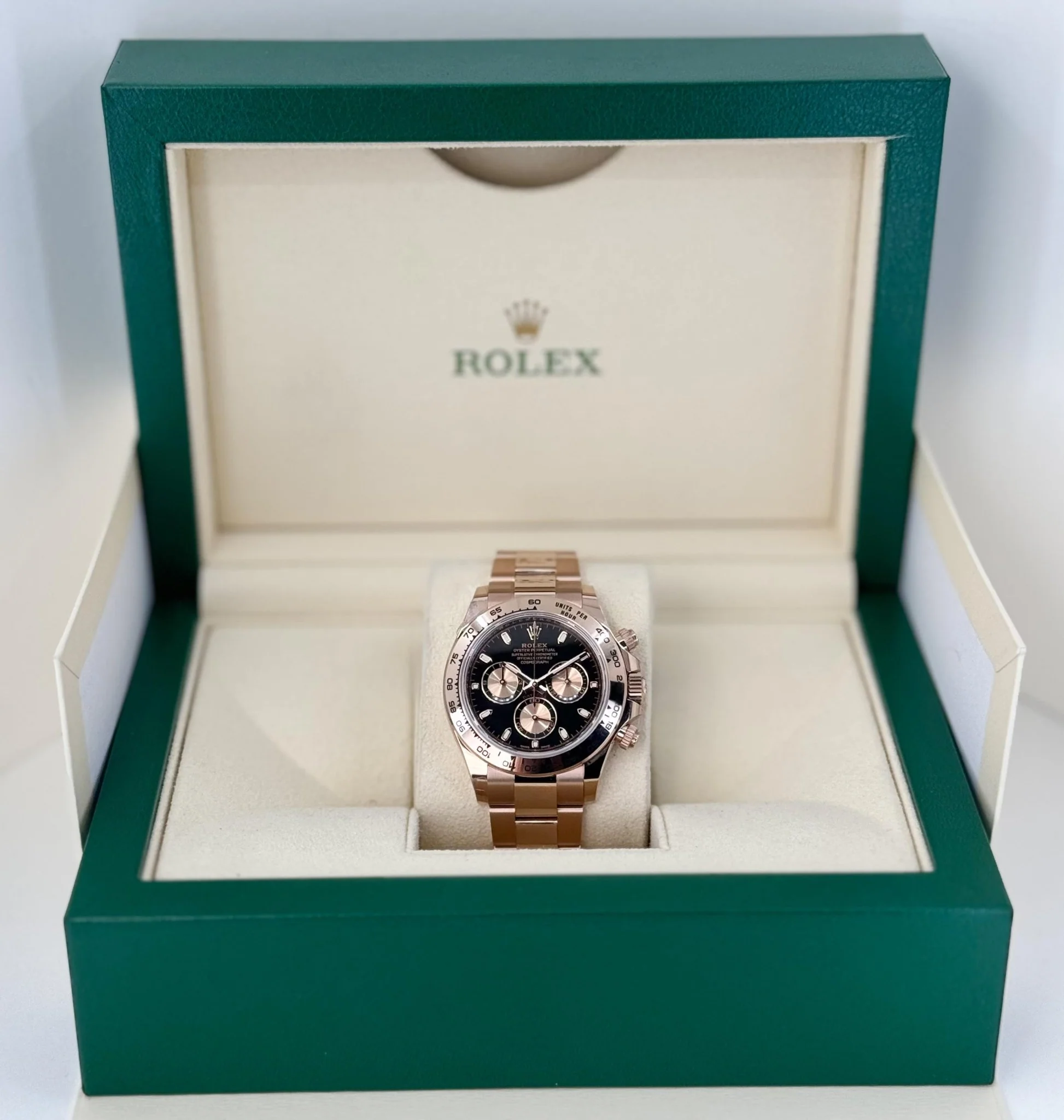 Rolex Daytona 116505 Black Index Pink Subdials Rose Gold Oyster Chronograph - Image 4