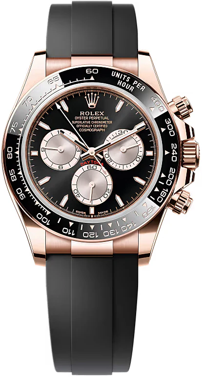 Rolex Daytona Rose Gold Bright Black/Sundust Dial Oysterflex Rubber Bracelet - 126515LN