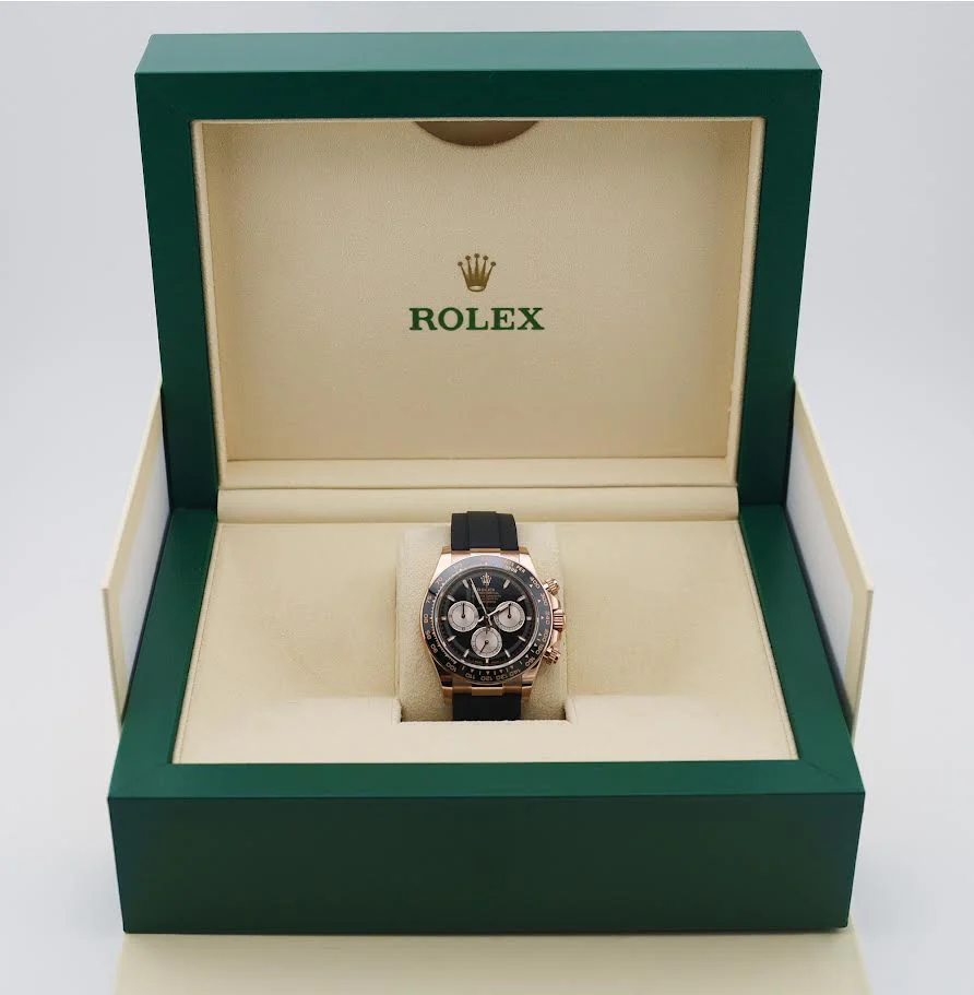 Rolex Daytona Rose Gold Bright Black/Sundust Dial Oysterflex Rubber Bracelet - 126515LN - Image 4