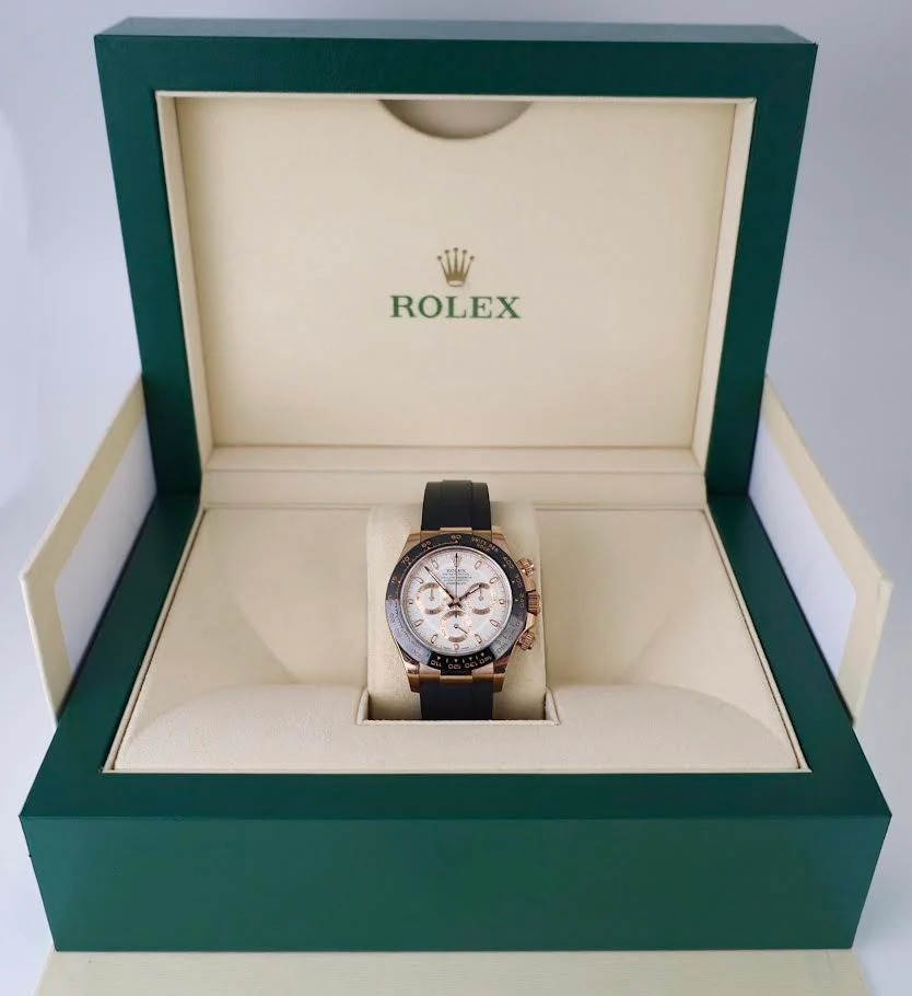Rolex Daytona Rose Gold Ivory Index Dial Ceramic Bezel Oysterflex Rubber Bracelet 116515LN - Image 4
