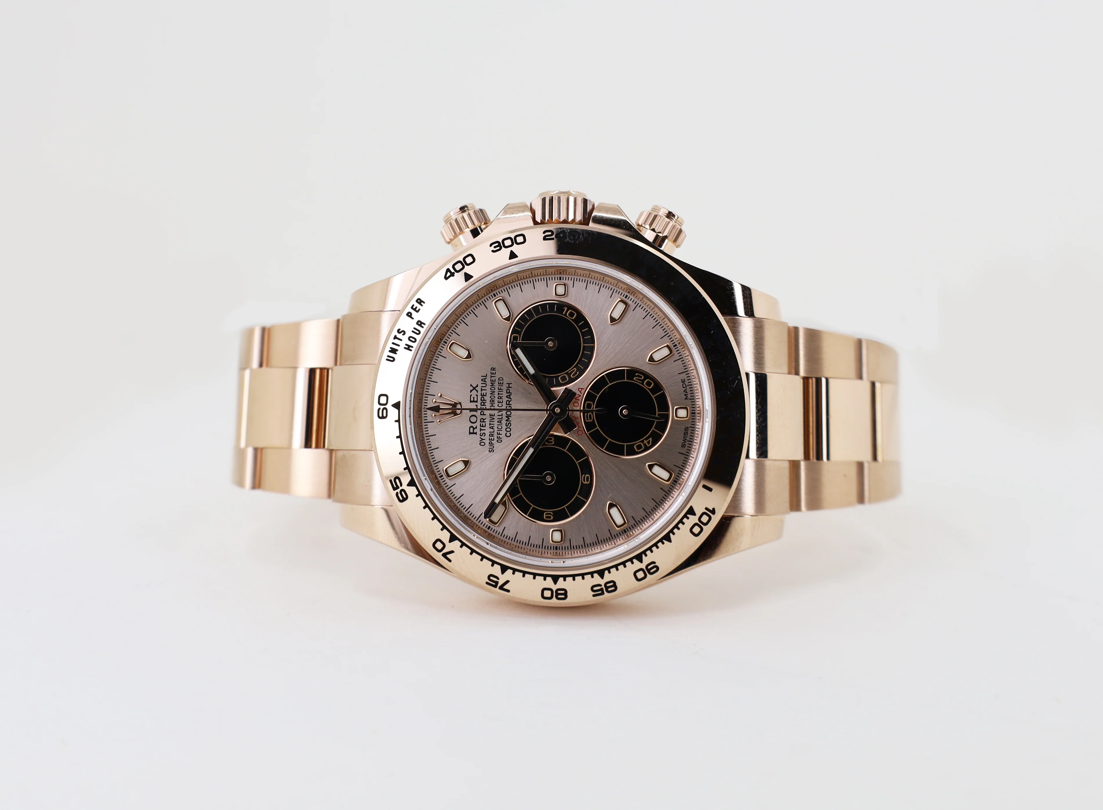 Rolex Daytona Rose Gold Pink & Black Index Dial Rose Gold Bezel Oyster Bracelet 116505 - Image 9