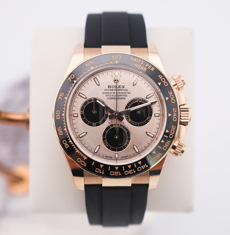Rolex Daytona Rose Gold Sundust/Bright Black Dial 40 mm Oysterflex Rubber Bracelet Watch - 126515LN - Image 2