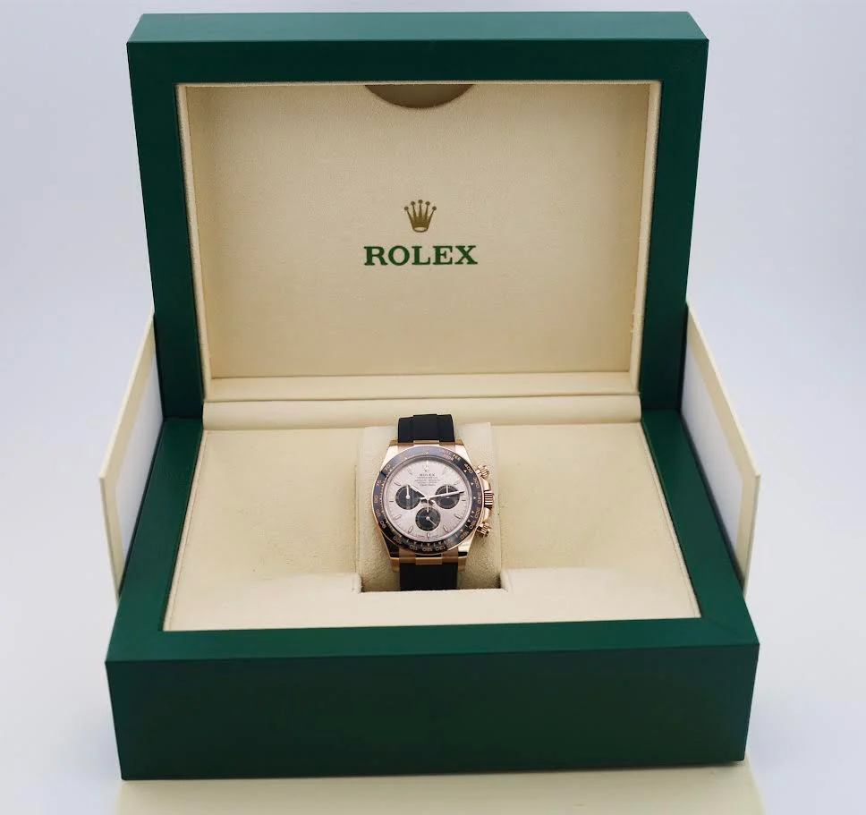 Rolex Daytona Rose Gold Sundust/Bright Black Dial 40 mm Oysterflex Rubber Bracelet Watch - 126515LN - Image 4