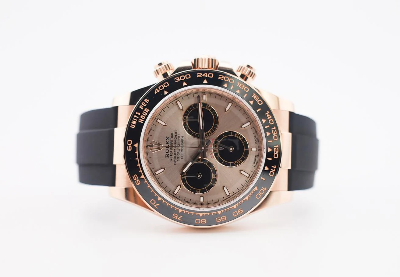 Rolex Daytona Rose Gold Sundust/Bright Black Dial 40 mm Oysterflex Rubber Bracelet Watch - 126515LN - Image 5