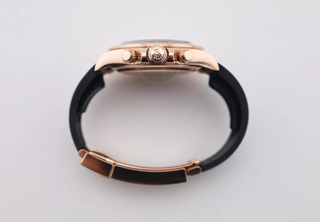 Rolex Daytona Rose Gold Sundust/Bright Black Dial 40 mm Oysterflex Rubber Bracelet Watch - 126515LN - Image 8