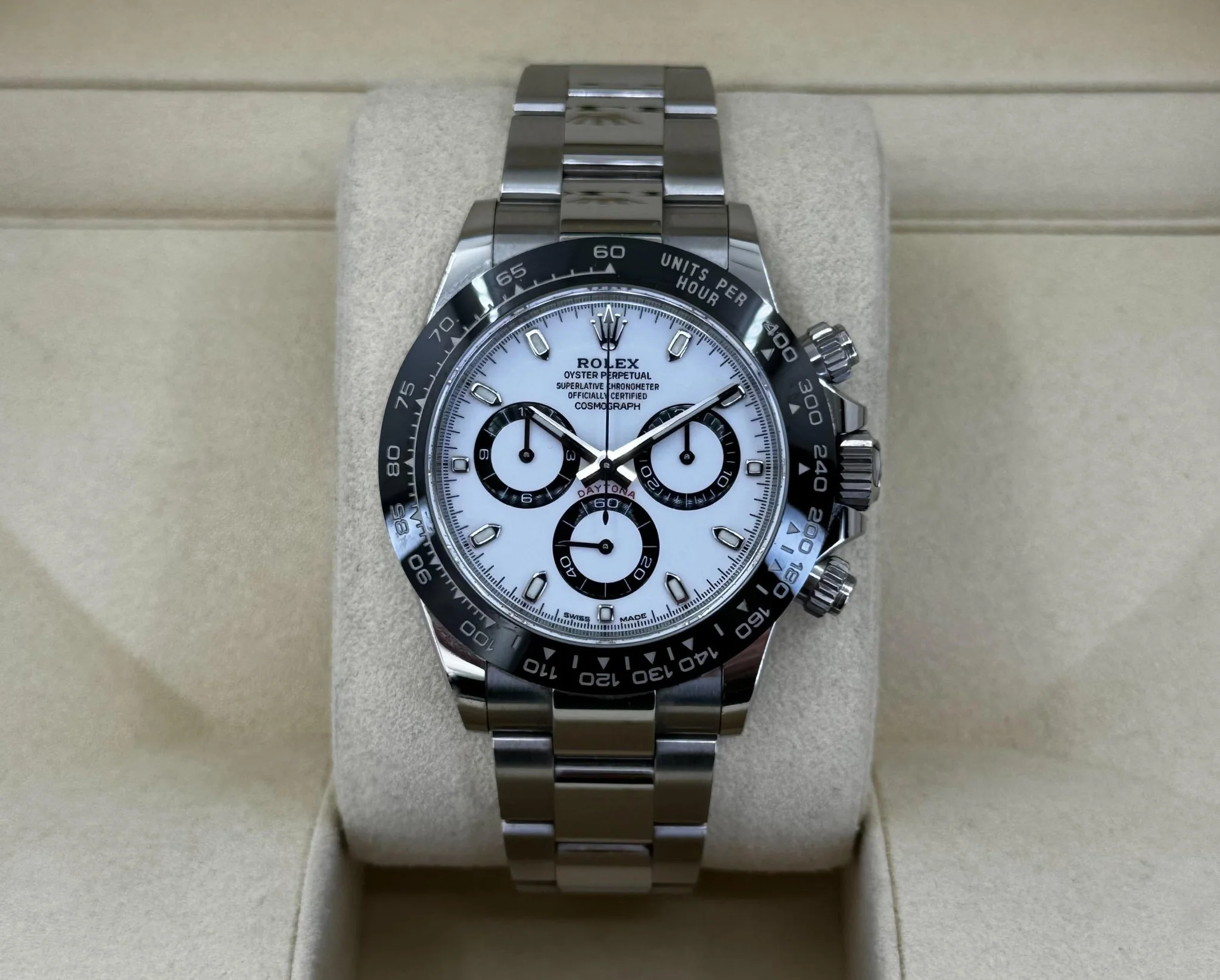 Rolex Daytona Stainless Steel White Index Dial Ceramic Bezel Oyster Bracelet 116500LN - Image 3