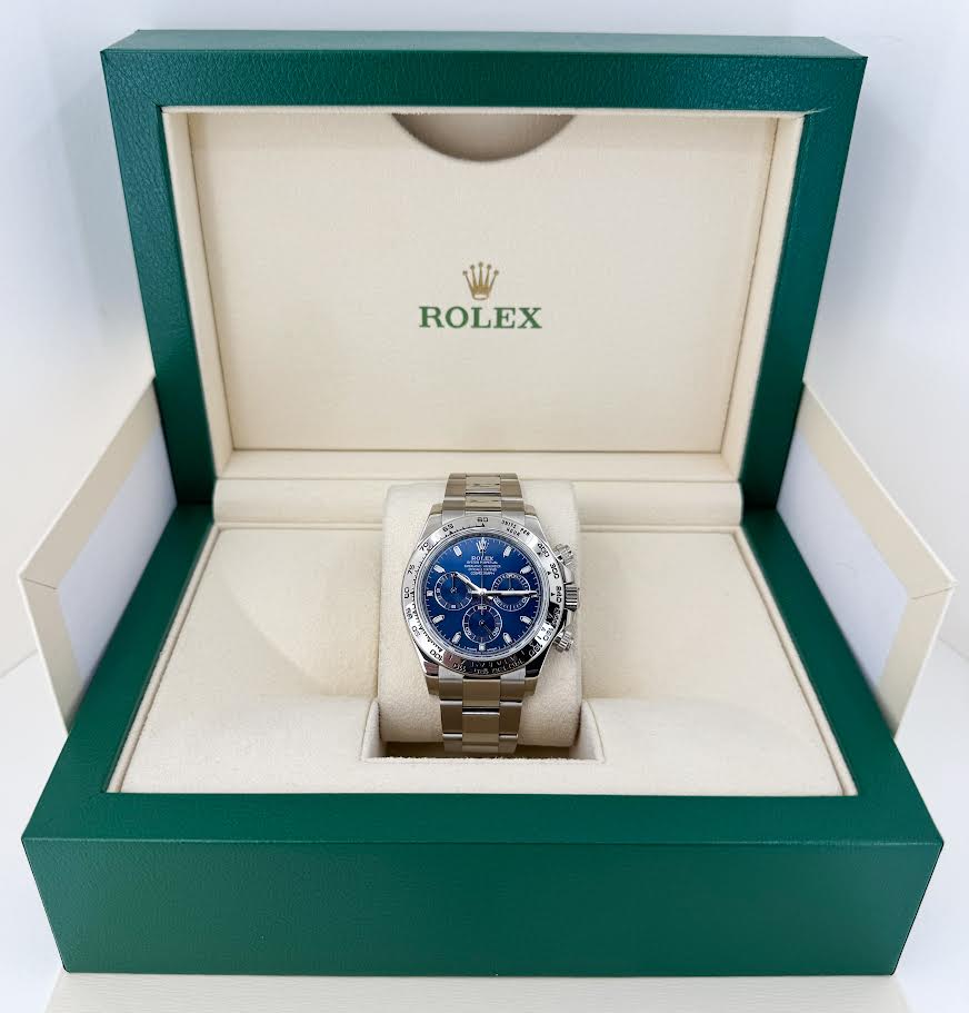 Rolex Daytona White Gold Blue Index Dial White Gold Bezel Oyster Bracelet 116509 - Image 3