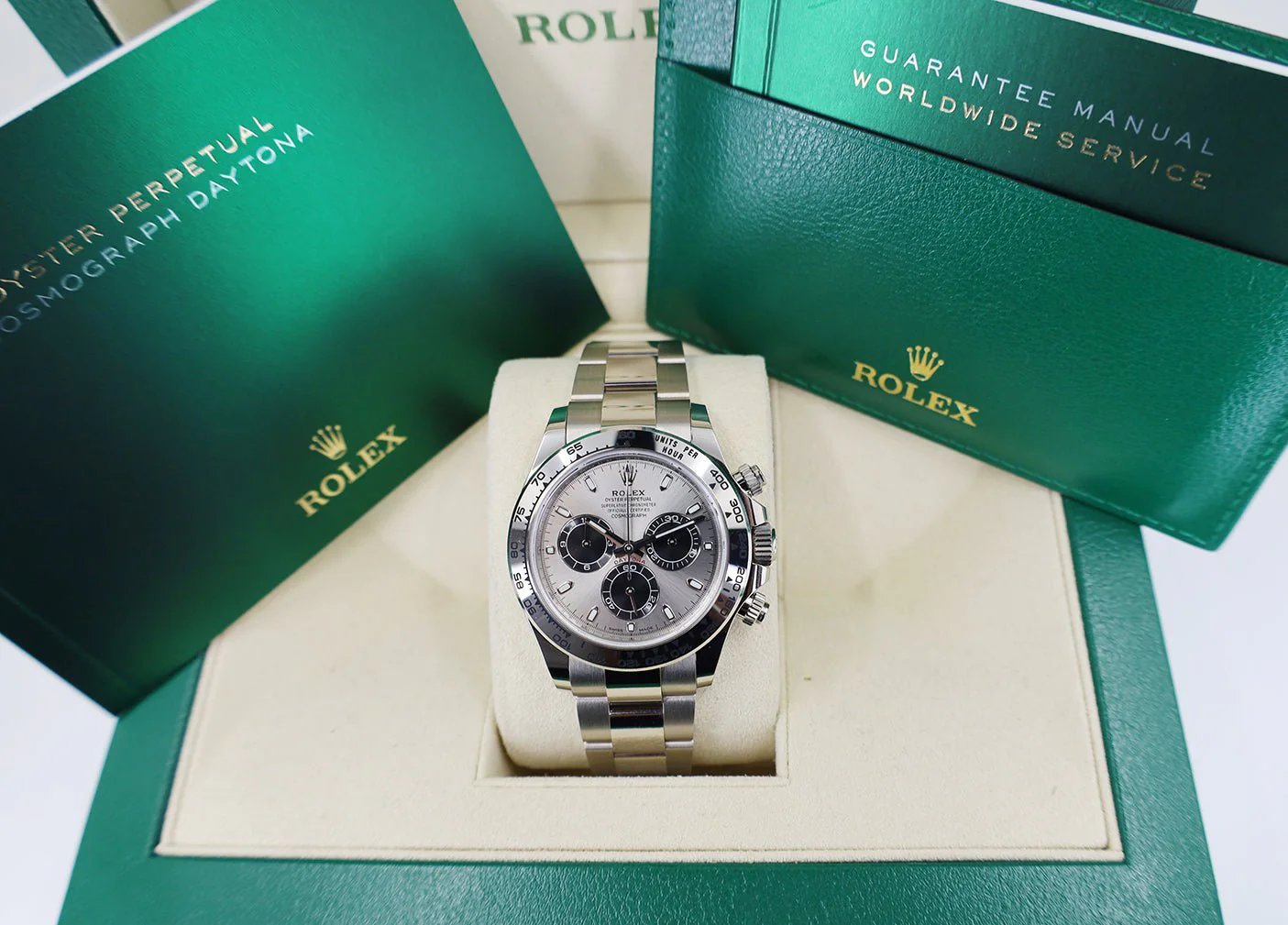 Rolex Daytona White Gold Steel/Silver Index Dial White Gold Bezel Oyster Bracelet 116509 - Image 3
