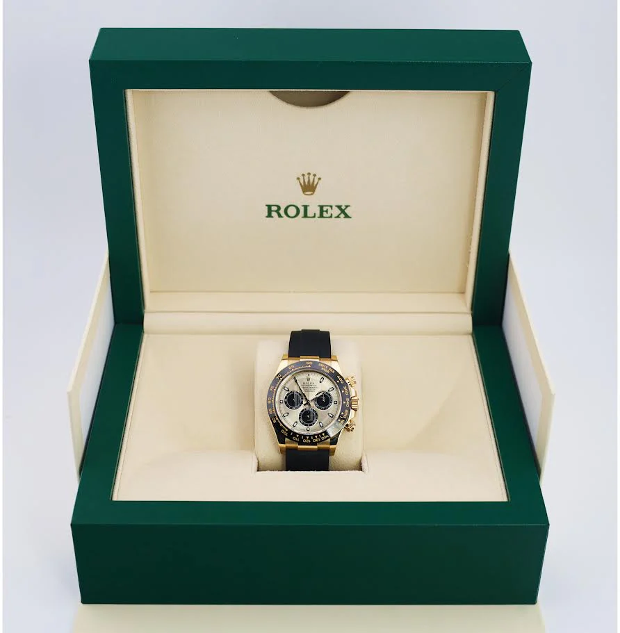 Rolex Daytona Yellow Gold Champagne/Black Index Dial Ceramic Bezel Oysterflex Rubber Bracelet 116518LN - Image 4
