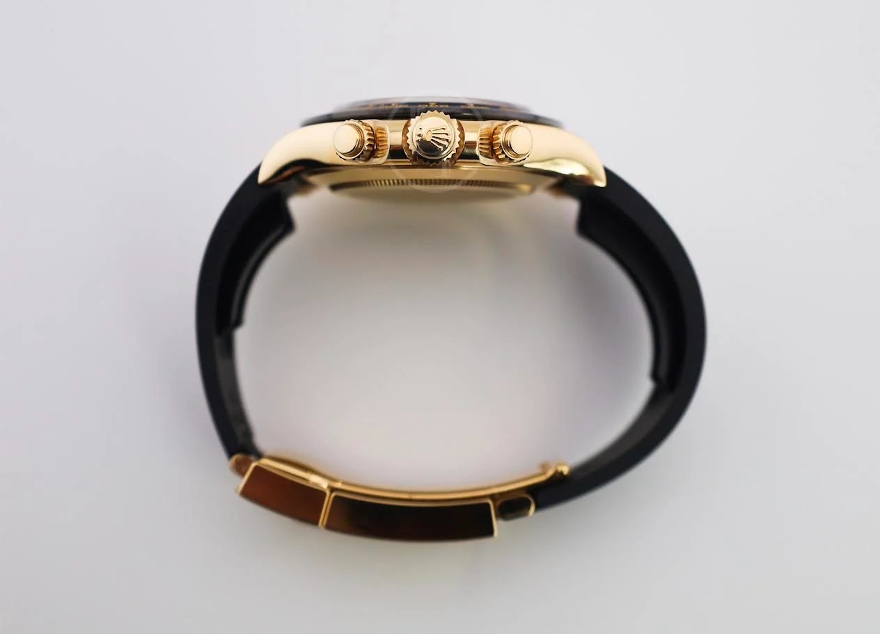 Rolex Daytona Yellow Gold Champagne/Black Index Dial Ceramic Bezel Oysterflex Rubber Bracelet 116518LN - Image 8