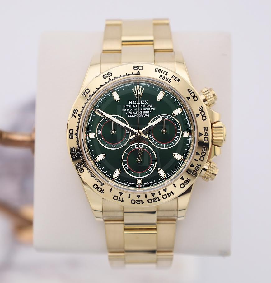 Rolex Daytona Yellow Gold Green Index Dial Yellow Gold Bezel Oyster Bracelet 116508 - Image 2