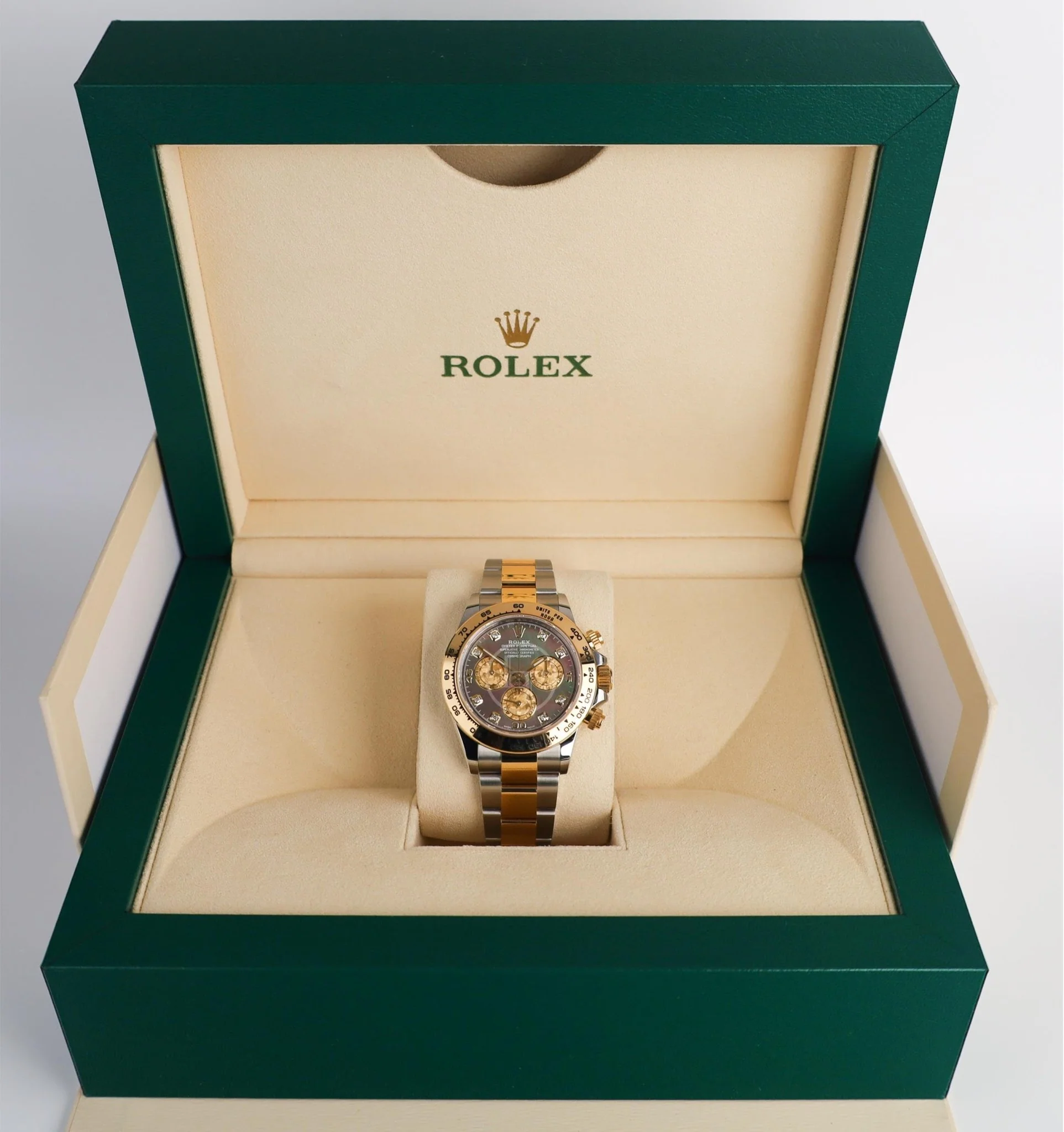 Rolex Daytona Yellow Gold/Steel Tahitian Mother of Pearl Diamond Dial Yellow Gold Bezel Oyster Bracelet 116503 - Image 4