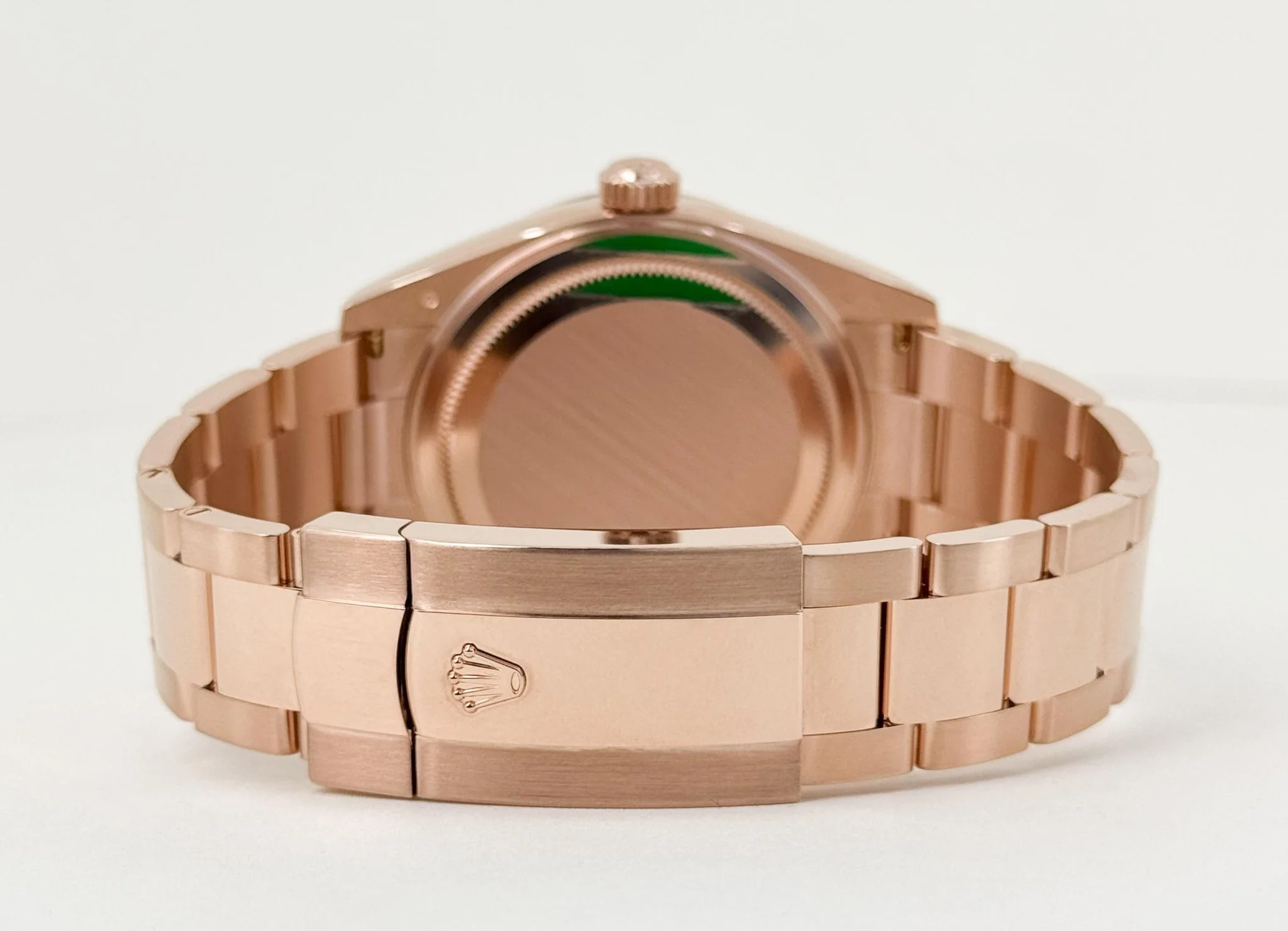 Rolex Everose Gold Sky-Dweller Watch - Fluted Ring Command Bezel - Blue-Green Index Dial - Oyster Bracelet - Image 10