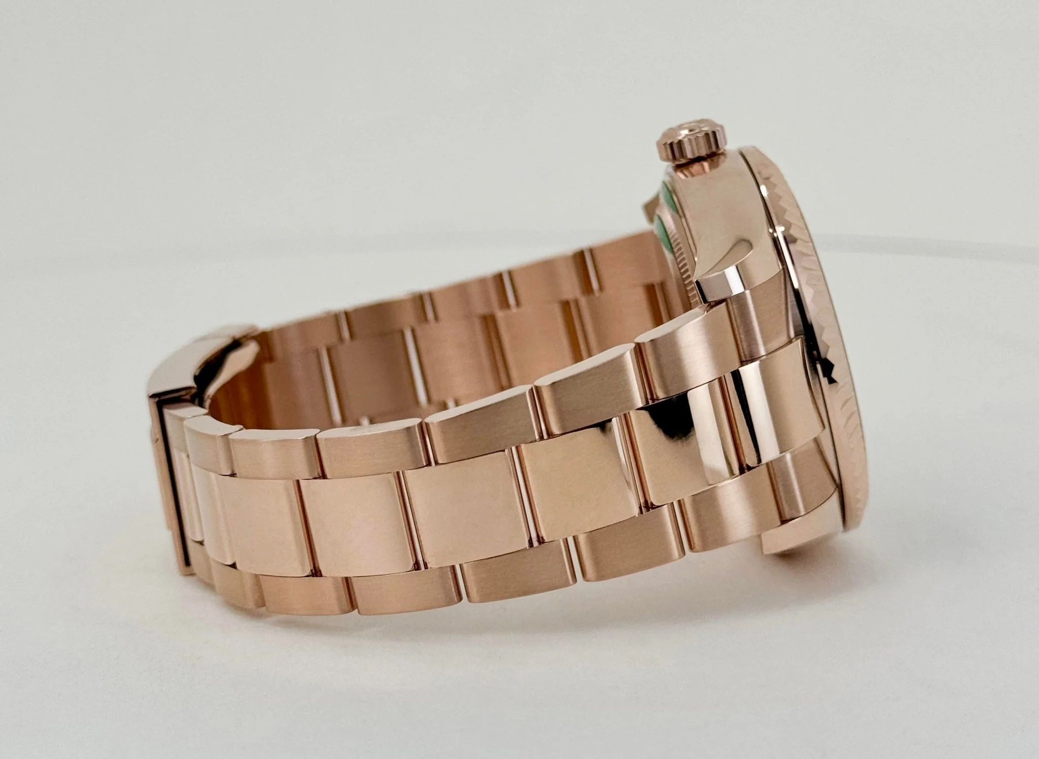 Rolex Everose Gold Sky-Dweller Watch - Fluted Ring Command Bezel - Blue-Green Index Dial - Oyster Bracelet - Image 6