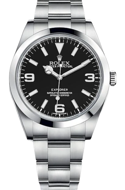 Rolex Explorer Stainless Steel Black Arabic Index 39mm Lume Dial Oyster Bracelet - 214270