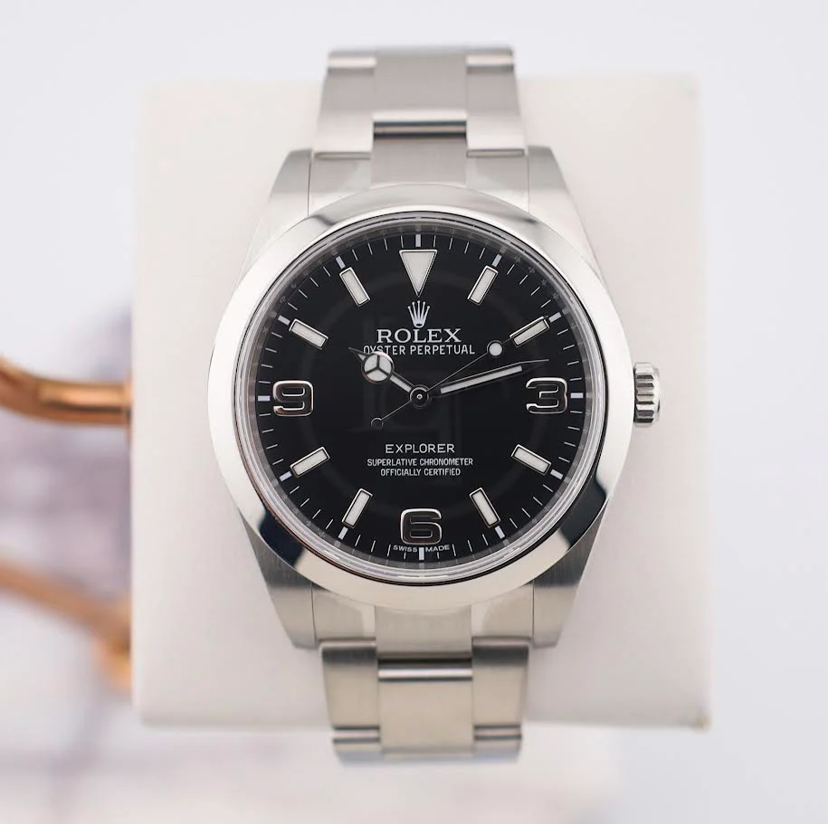 Rolex Explorer Stainless Steel Black Arabic Index 39mm Lume Dial Oyster Bracelet - 214270 - Image 2