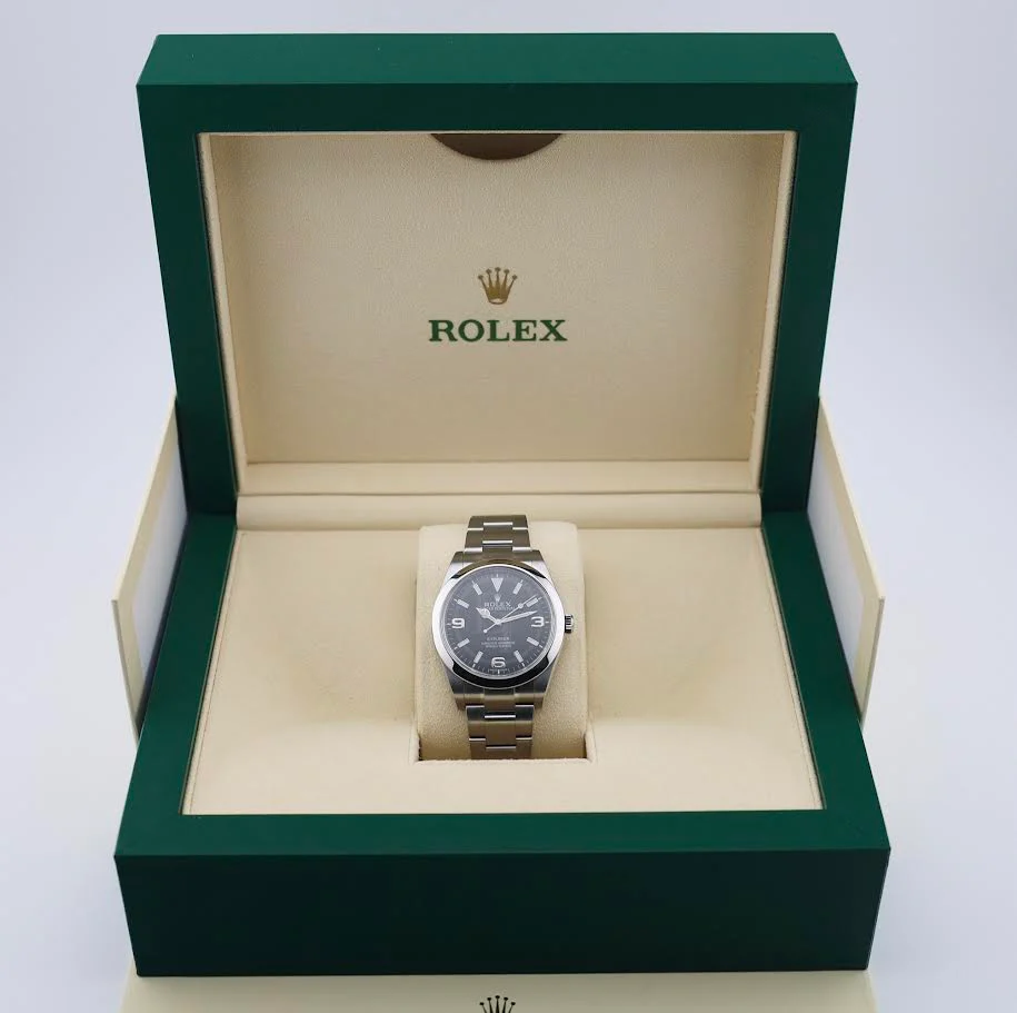 Rolex Explorer Stainless Steel Black Arabic Index 39mm Lume Dial Oyster Bracelet - 214270 - Image 4