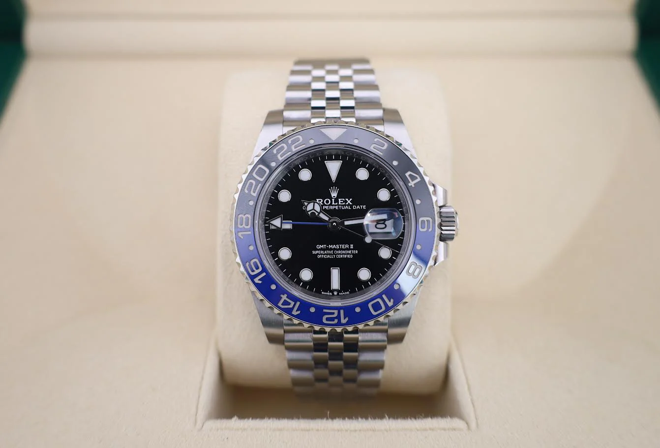 Rolex GMT Master II “Batgirl” Steel Black Dial Blue/Black Ceramic Bezel Jubilee Bracelet 126710BLNR - Image 3