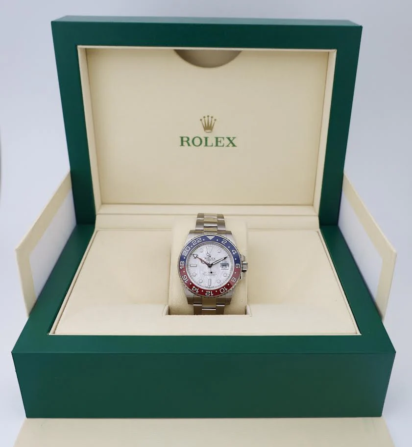 Rolex GMT Master II White Gold Meteorite Luminous Dial Red/Blue Ceramic Bezel Oyster Bracelet 126719BLRO - Image 4