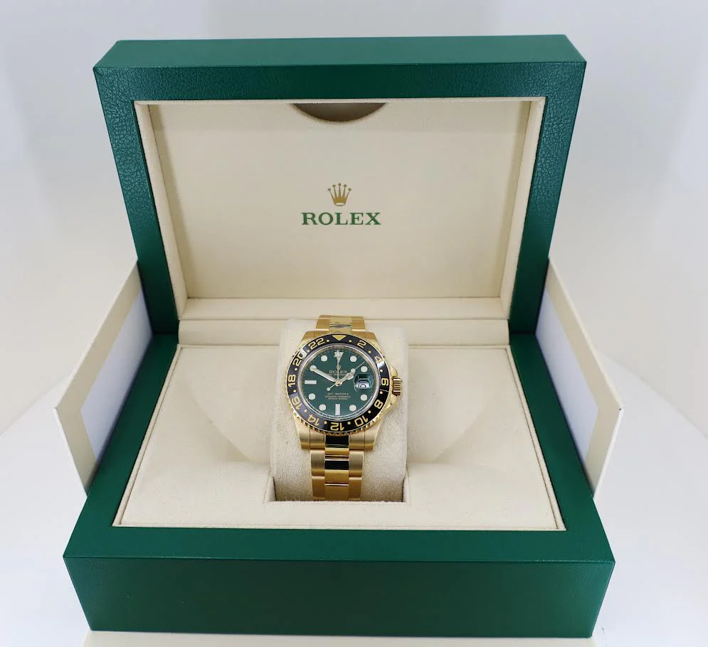 Rolex GMT-Master II Yellow Gold Green Dial Oyster Bracelet 116718LN - Image 3
