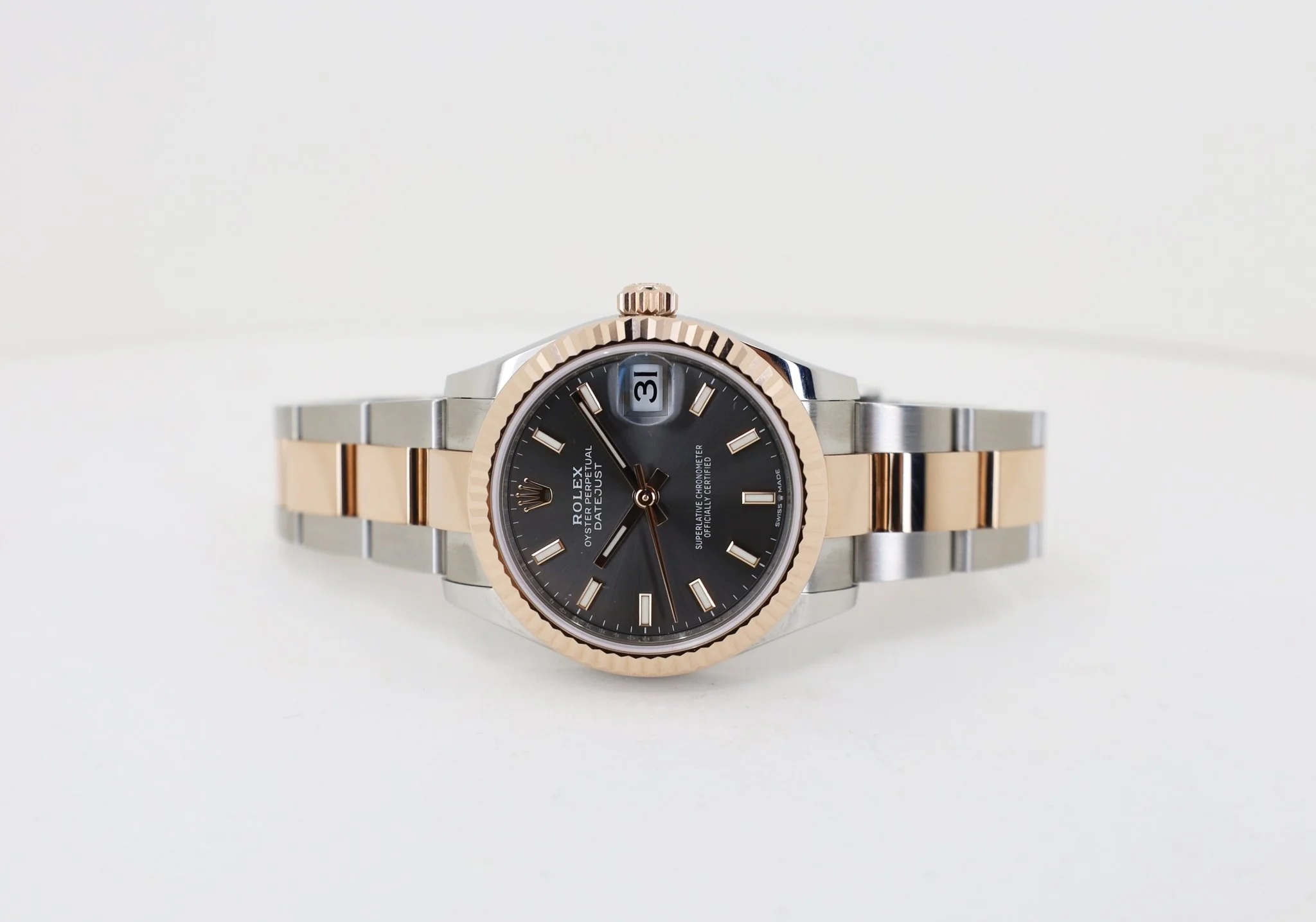 Rolex Lady-Datejust 31 Rose Gold/Steel Rhodium Index Dial & Fluted Bezel Oyster Bracelet 278271 - Image 4