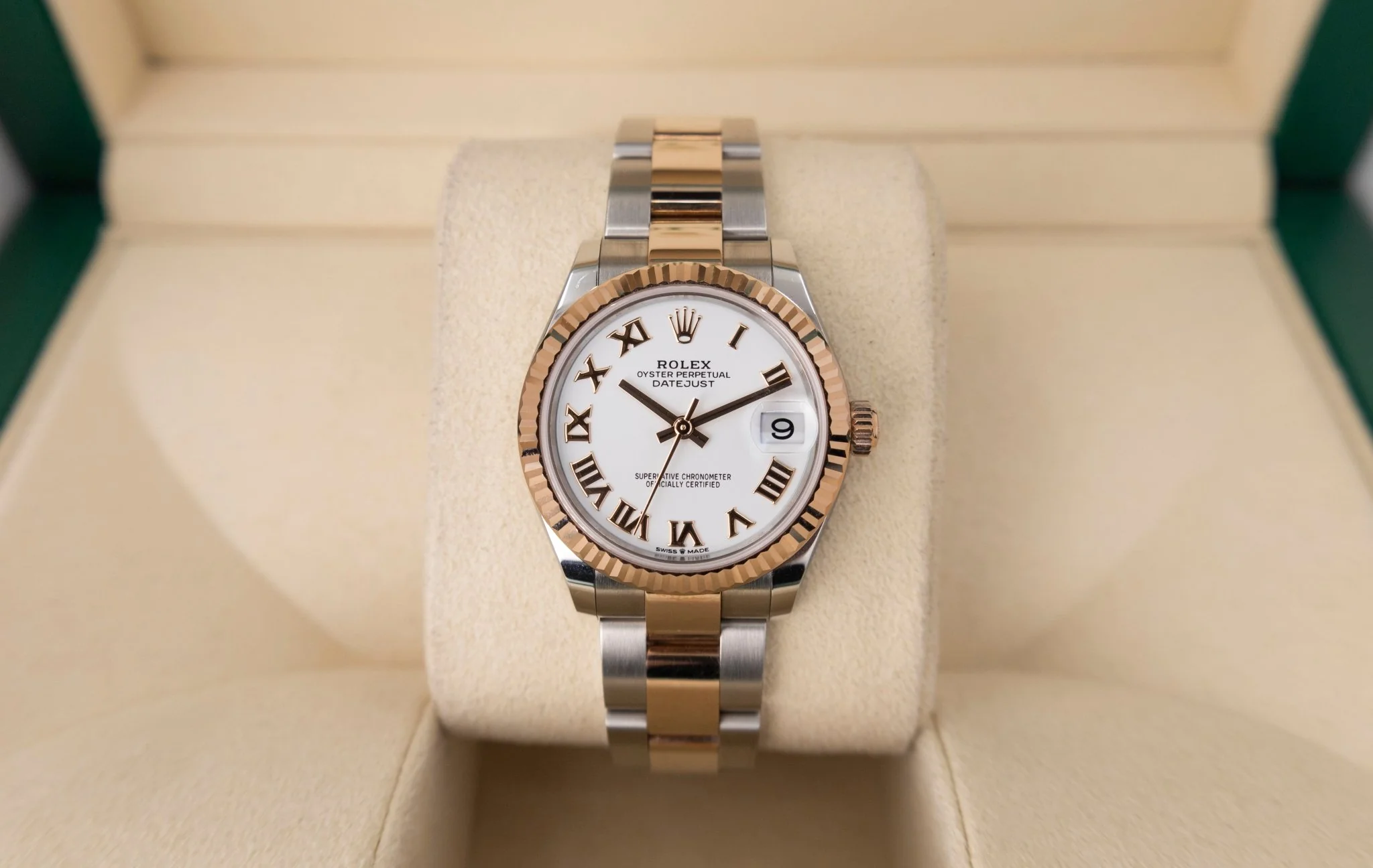 Rolex Lady-Datejust 31 Rose Gold/Steel White Roman Dial & Fluted Bezel Oyster Bracelet 278271 - Image 3