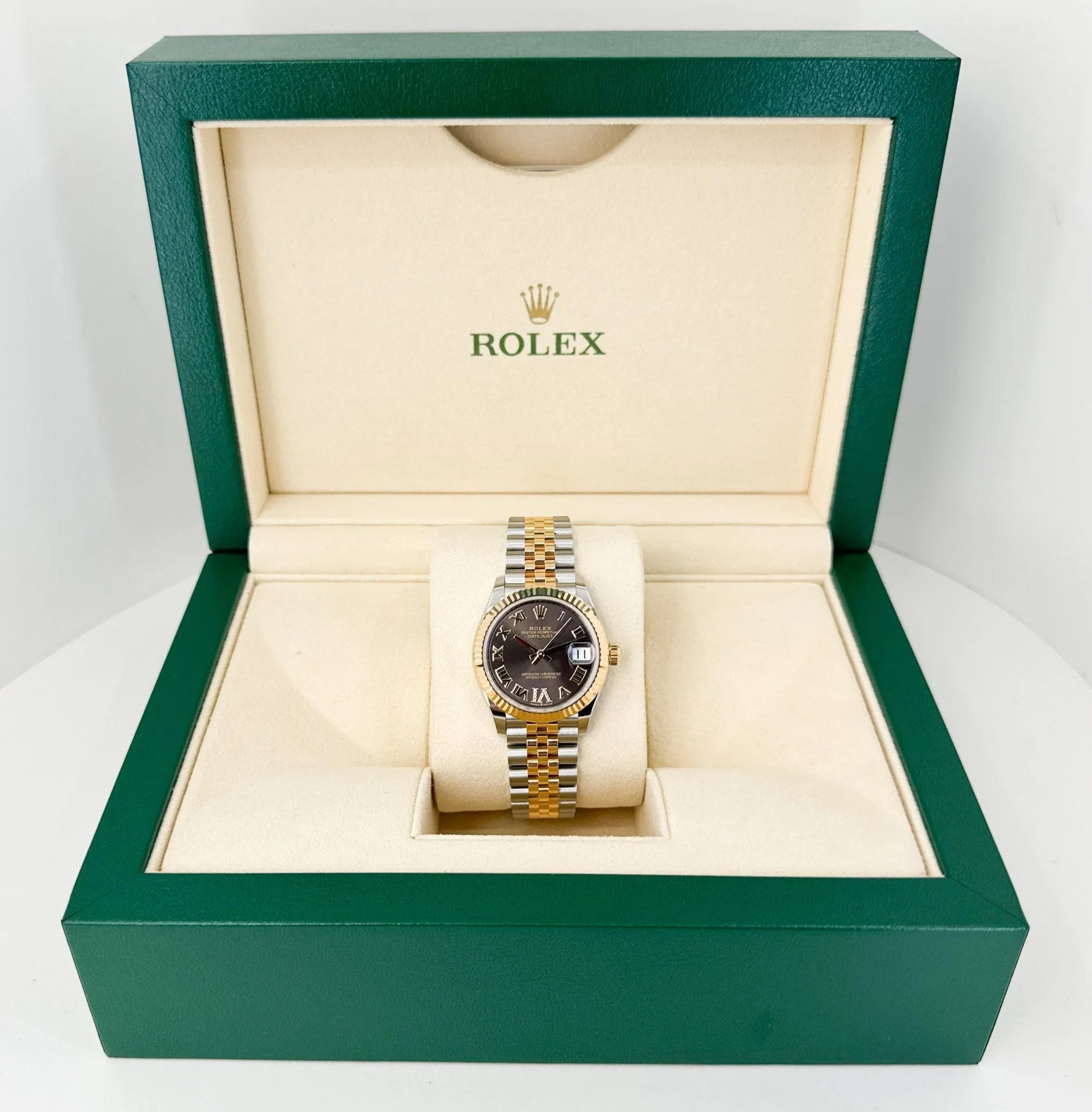 Rolex Lady-Datejust 31 Yellow Gold/Steel Dark Grey Roman Diamond VI Dial & Fluted Bezel Jubilee Bracelet 278273 - Image 4