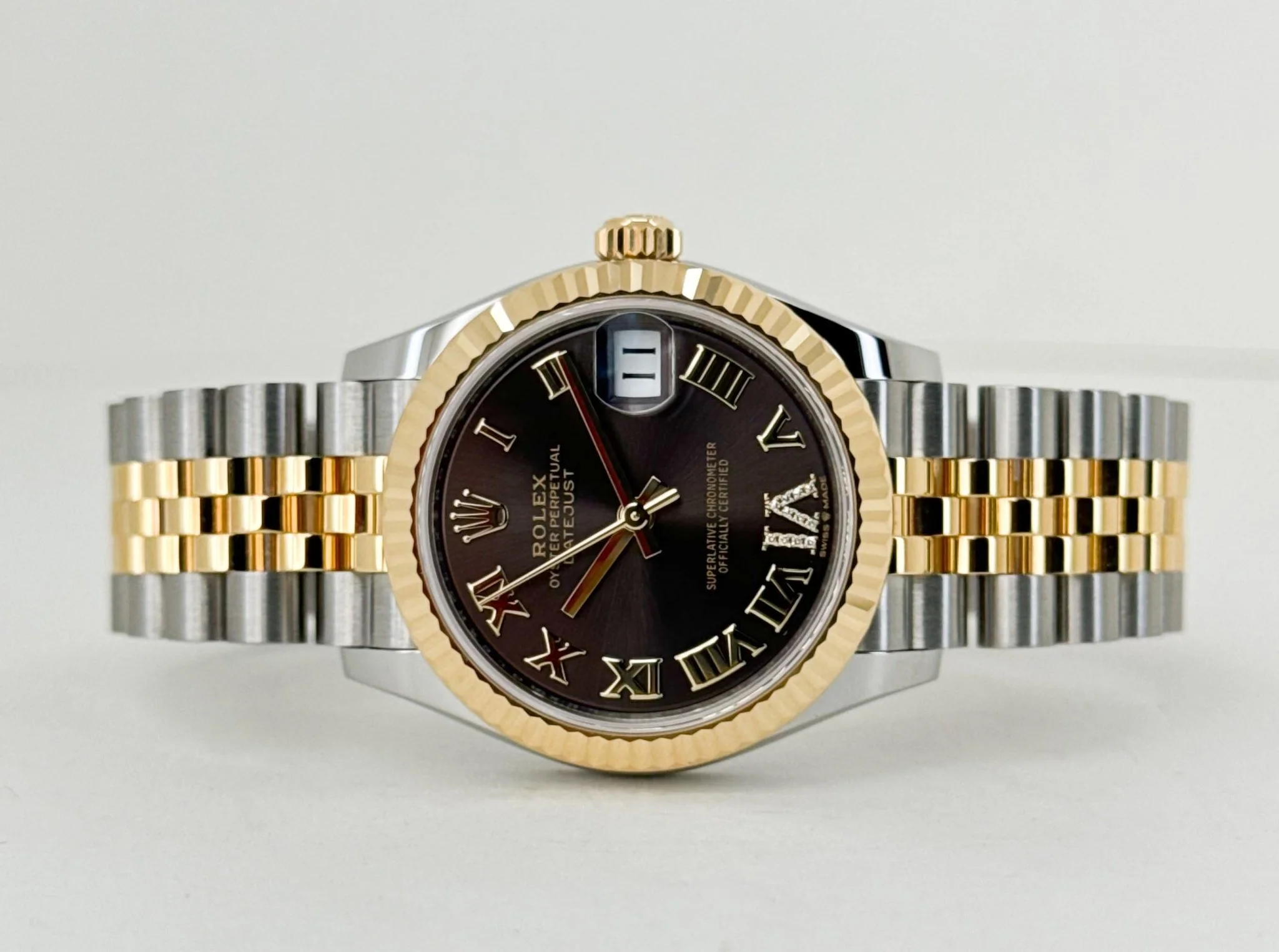 Rolex Lady-Datejust 31 Yellow Gold/Steel Dark Grey Roman Diamond VI Dial & Fluted Bezel Jubilee Bracelet 278273 - Image 5
