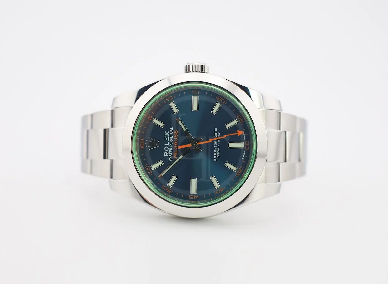 Rolex Milgauss Green Crystal Stainless Steel Blue Dial & Bezel Oyster Bracelet 116400GV - Image 5