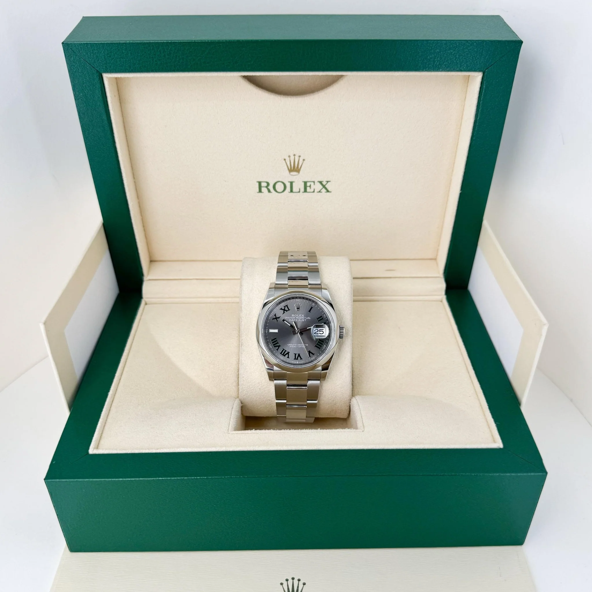 Rolex Oystersteel Datejust 36 Watch - Domed Bezel - Slate Roman Dial - Oyster Bracelet - 126200 slgro - Image 4