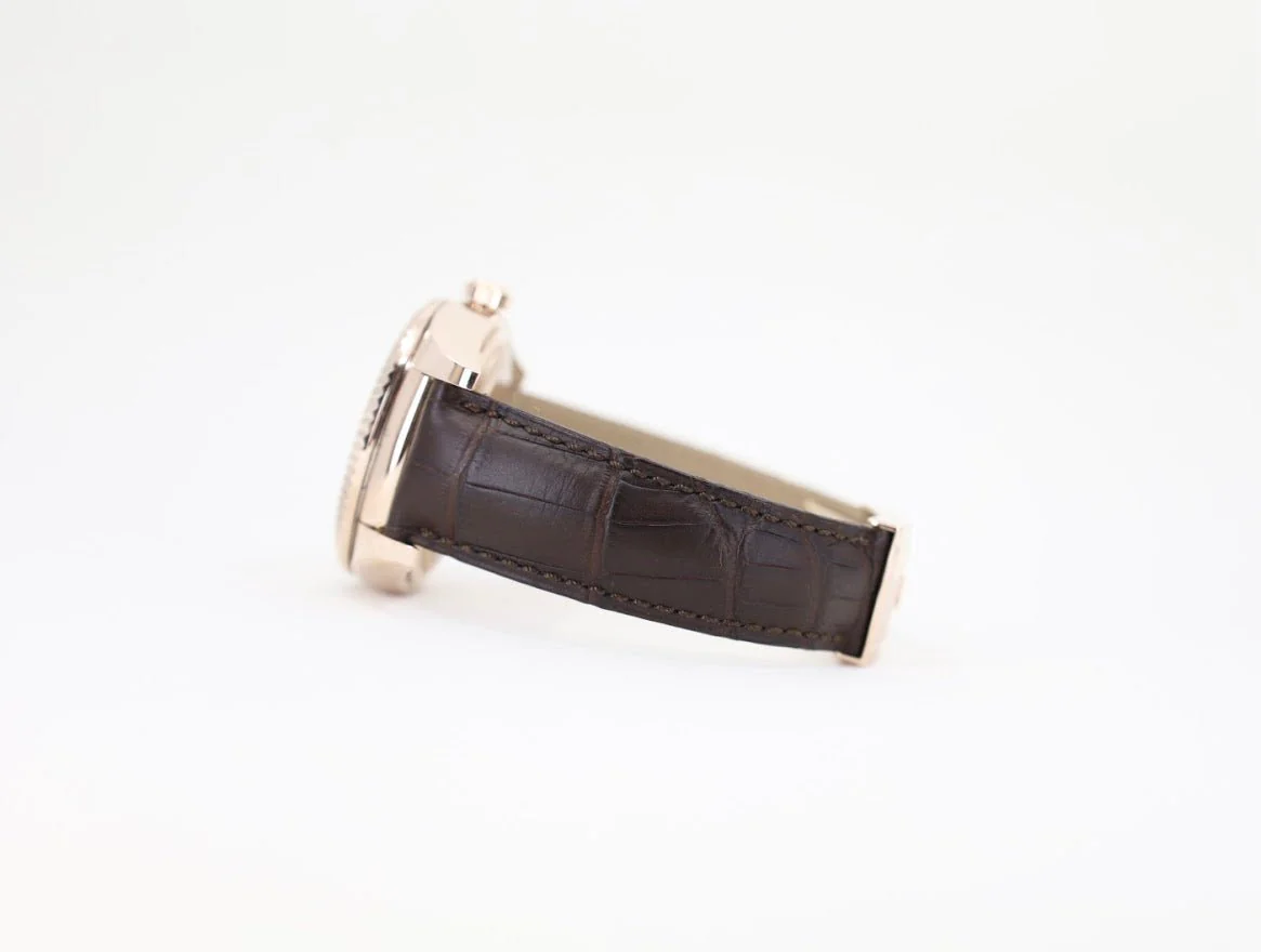 Rolex Sky-Dweller Rose Gold Dark Rhodium Index Dial Fluted Bezel Leather Strap 326135 - Image 4