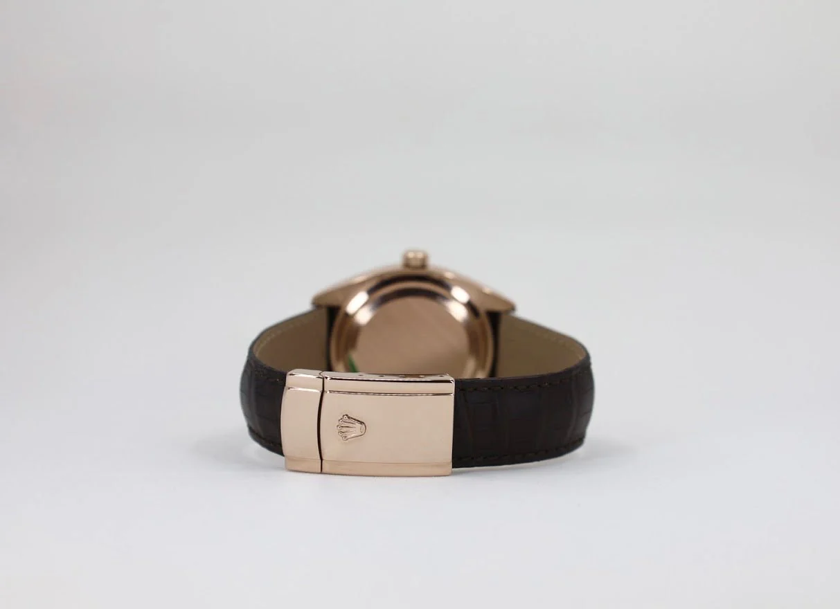 Rolex Sky-Dweller Rose Gold Dark Rhodium Index Dial Fluted Bezel Leather Strap 326135 - Image 9