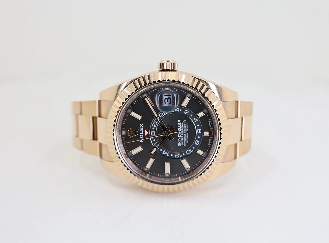 Rolex Sky-Dweller Rose Gold Dark Rhodium Index Dial Fluted Bezel Oyster Bracelet 326935 - Image 5