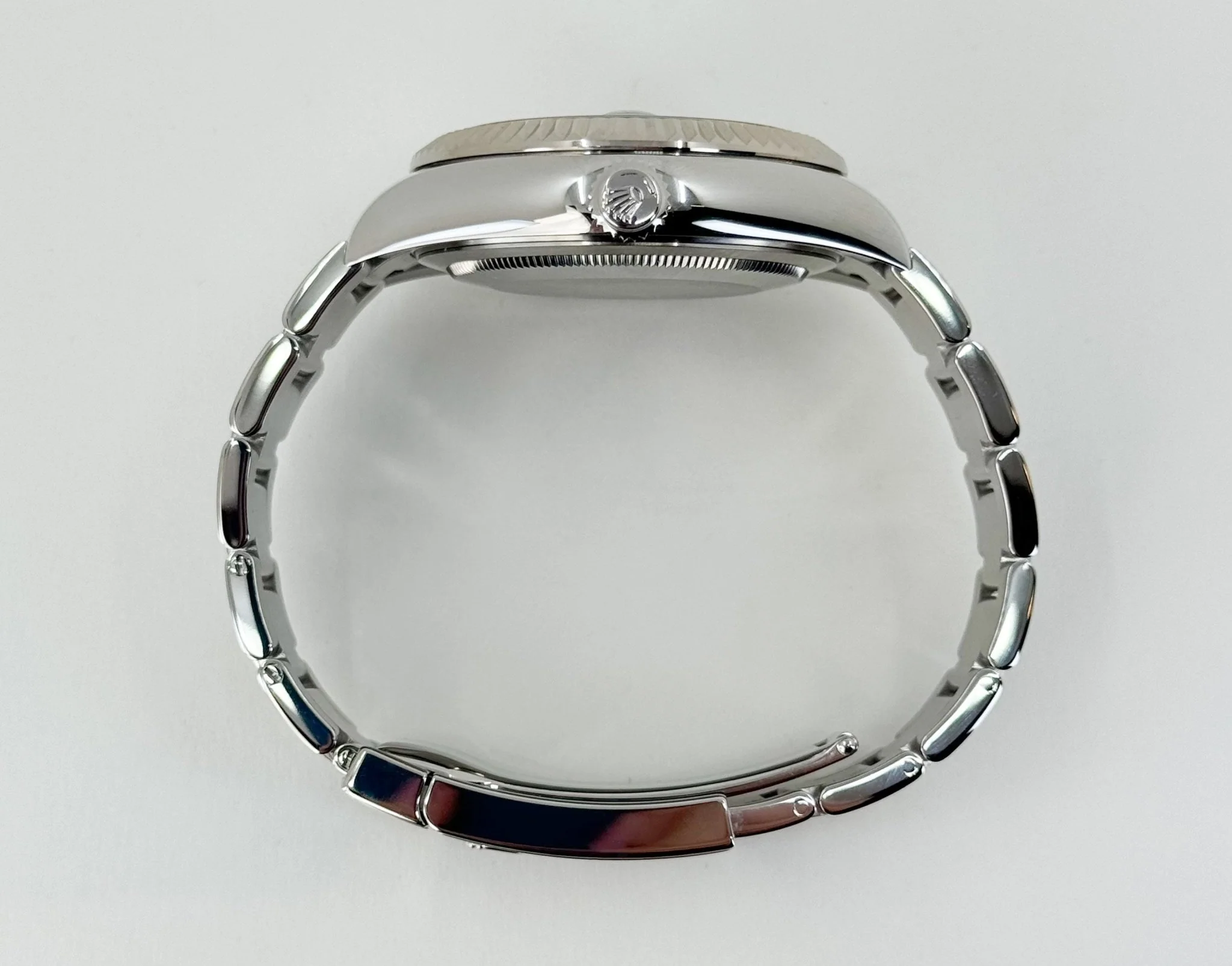Rolex Sky-Dweller Stainless Steel Blue Index Dial Fluted White Gold Bezel Oyster Bracelet 326934 - Image 8