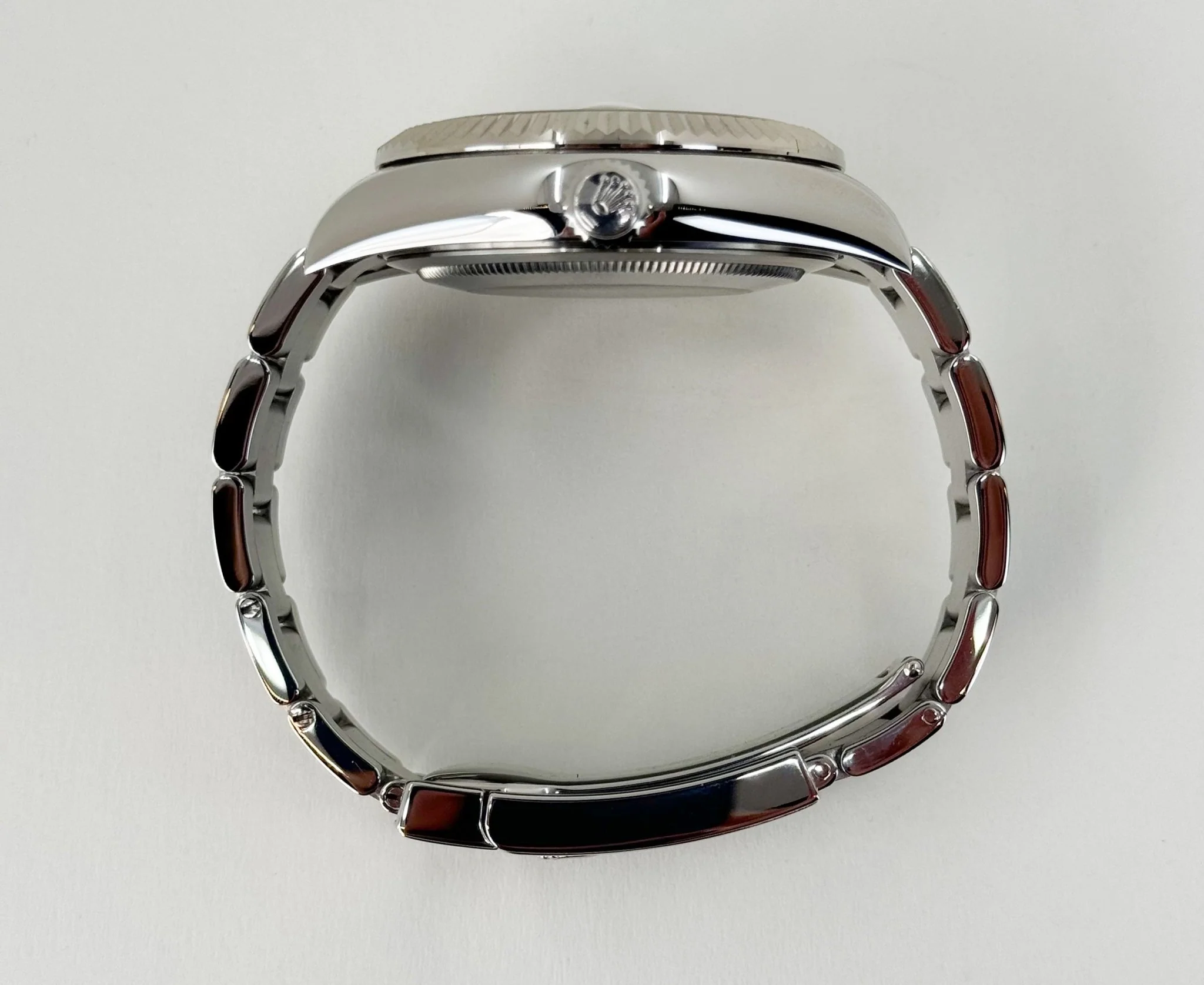 Rolex Sky-Dweller Stainless Steel White Index Dial Fluted White Gold Bezel Oyster Bracelet 326934 - Image 8