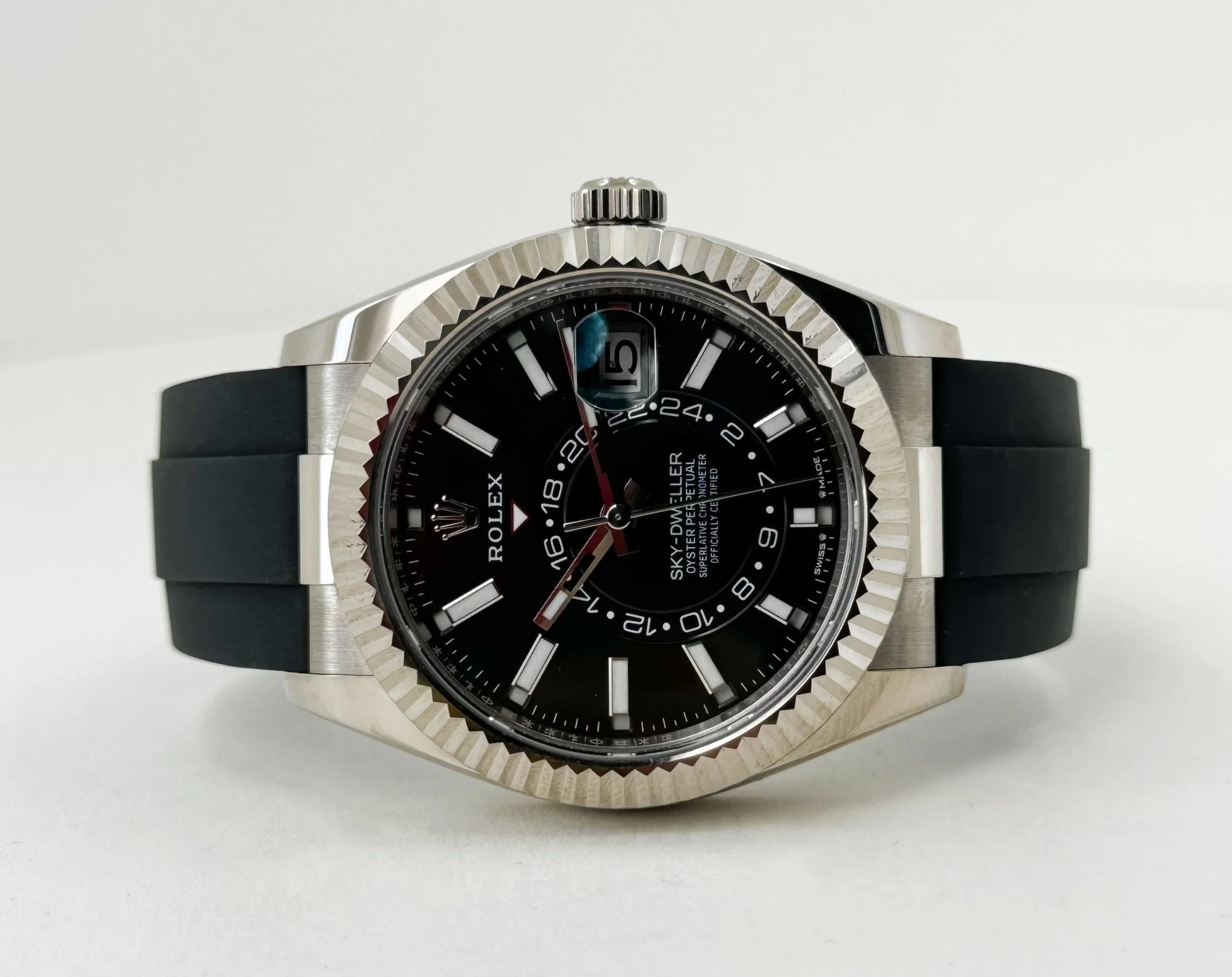 Rolex Sky-Dweller White Gold Bright Black Index Dial Oysterflex Rubber Strap 336239 - Image 5