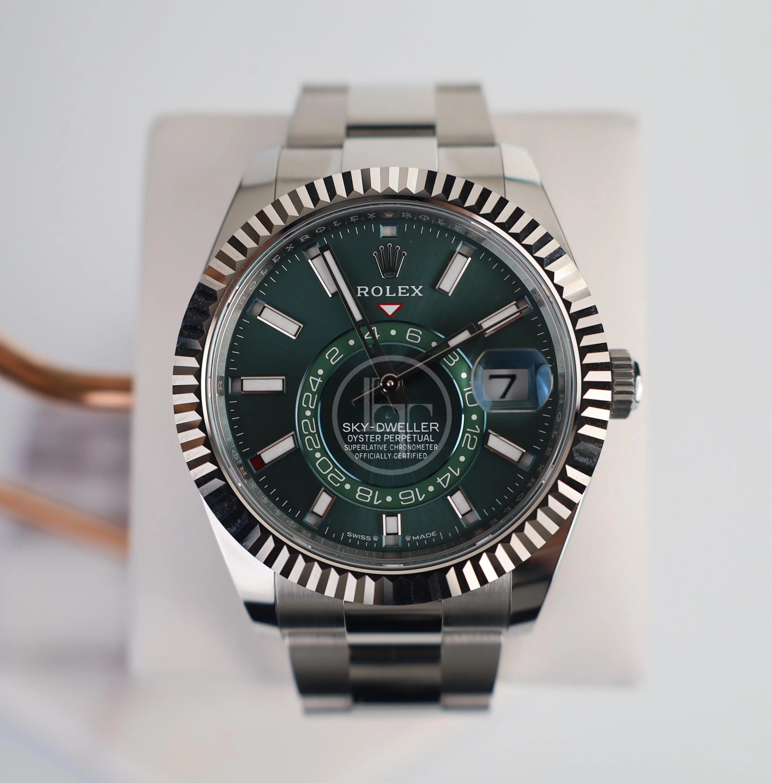 Rolex Sky-Dweller White Gold/Steel Mint Green Index Dial Oyster Bracelet Watch - 336934 - Image 2