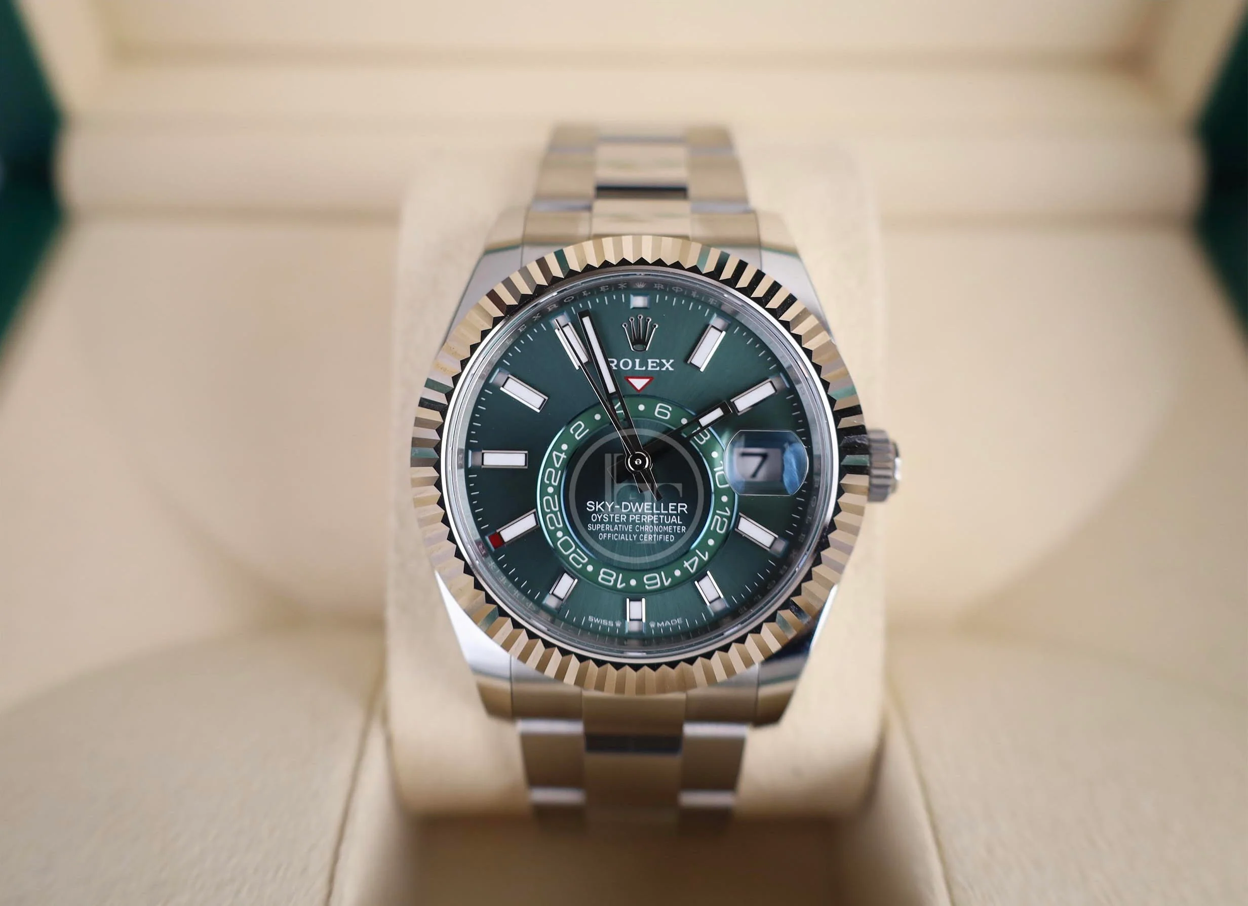 Rolex Sky-Dweller White Gold/Steel Mint Green Index Dial Oyster Bracelet Watch - 336934 - Image 3