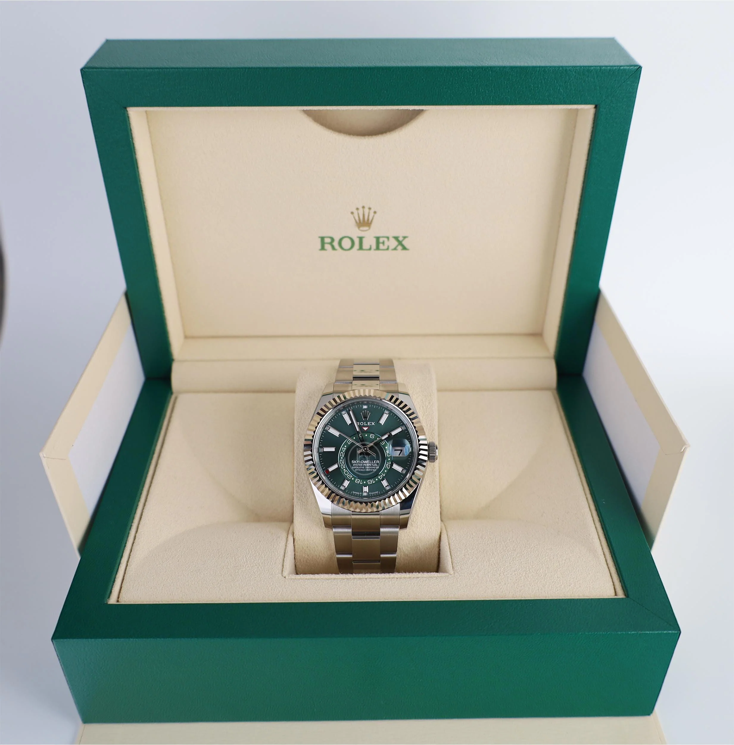 Rolex Sky-Dweller White Gold/Steel Mint Green Index Dial Oyster Bracelet Watch - 336934 - Image 4