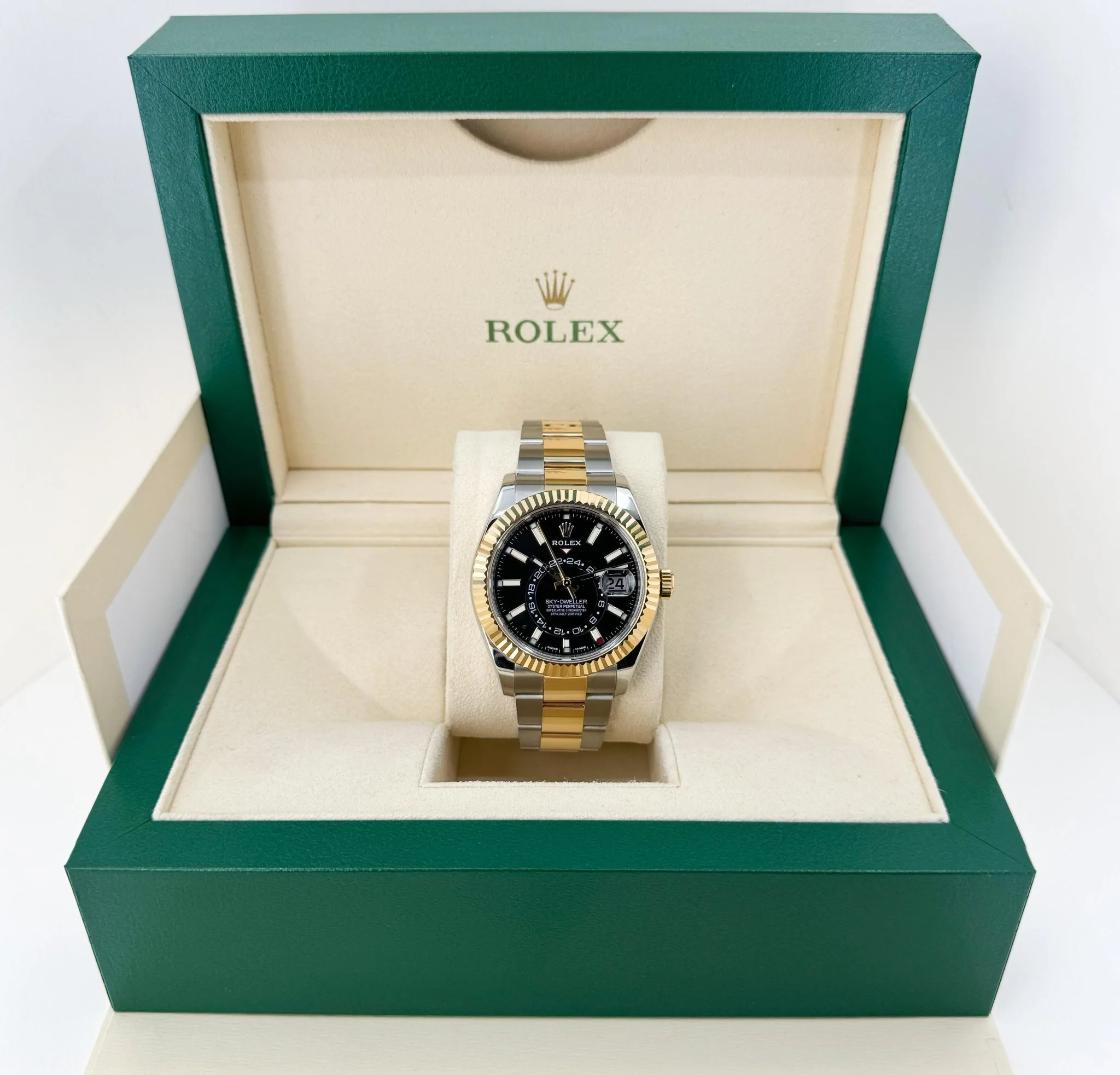 Rolex Sky-Dweller Yellow Gold/Steel Black Index Dial Fluted Bezel Oyster Bracelet 326933 - Image 4