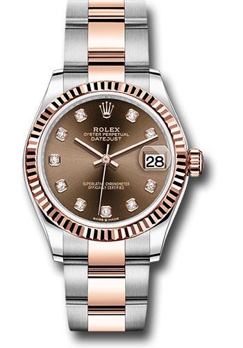Rolex Steel and Everose Gold Datejust 31 Watch - Fluted Bezel - Chocolate dial - Oyster Bracelet - 278271 chodo
