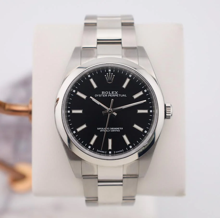 Rolex Steel Oyster Perpetual 39 Watch - Domed Bezel - Black Index Dial - 114300 - Image 2