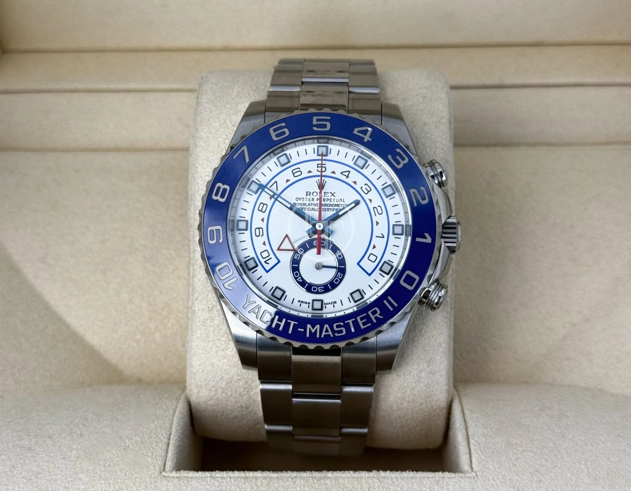 Rolex Steel Yacht-Master II 44 Watch - Matt White Dial with Blue Hands - 116680B - Image 3