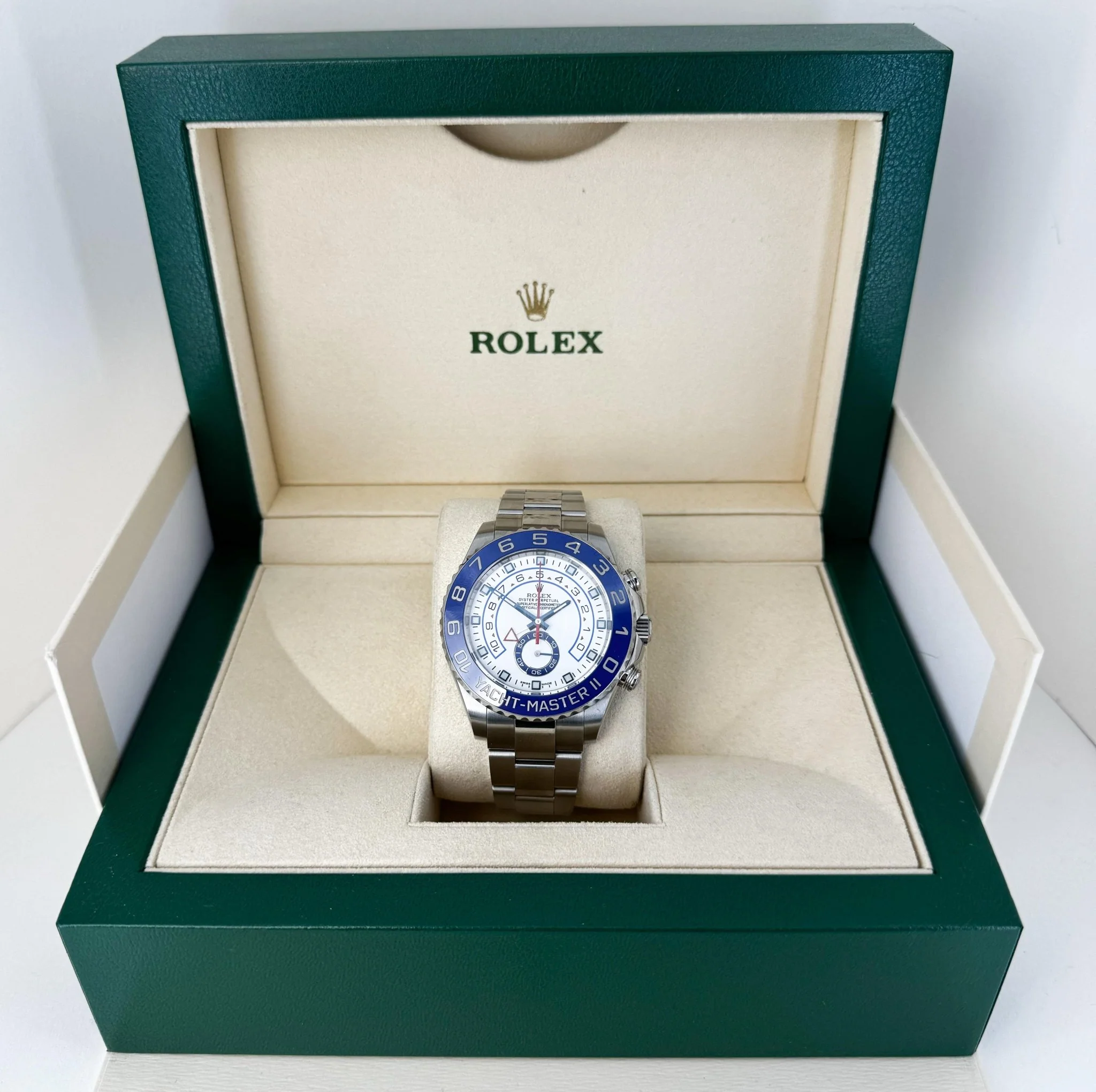 Rolex Steel Yacht-Master II 44 Watch - Matt White Dial with Blue Hands - 116680B - Image 4