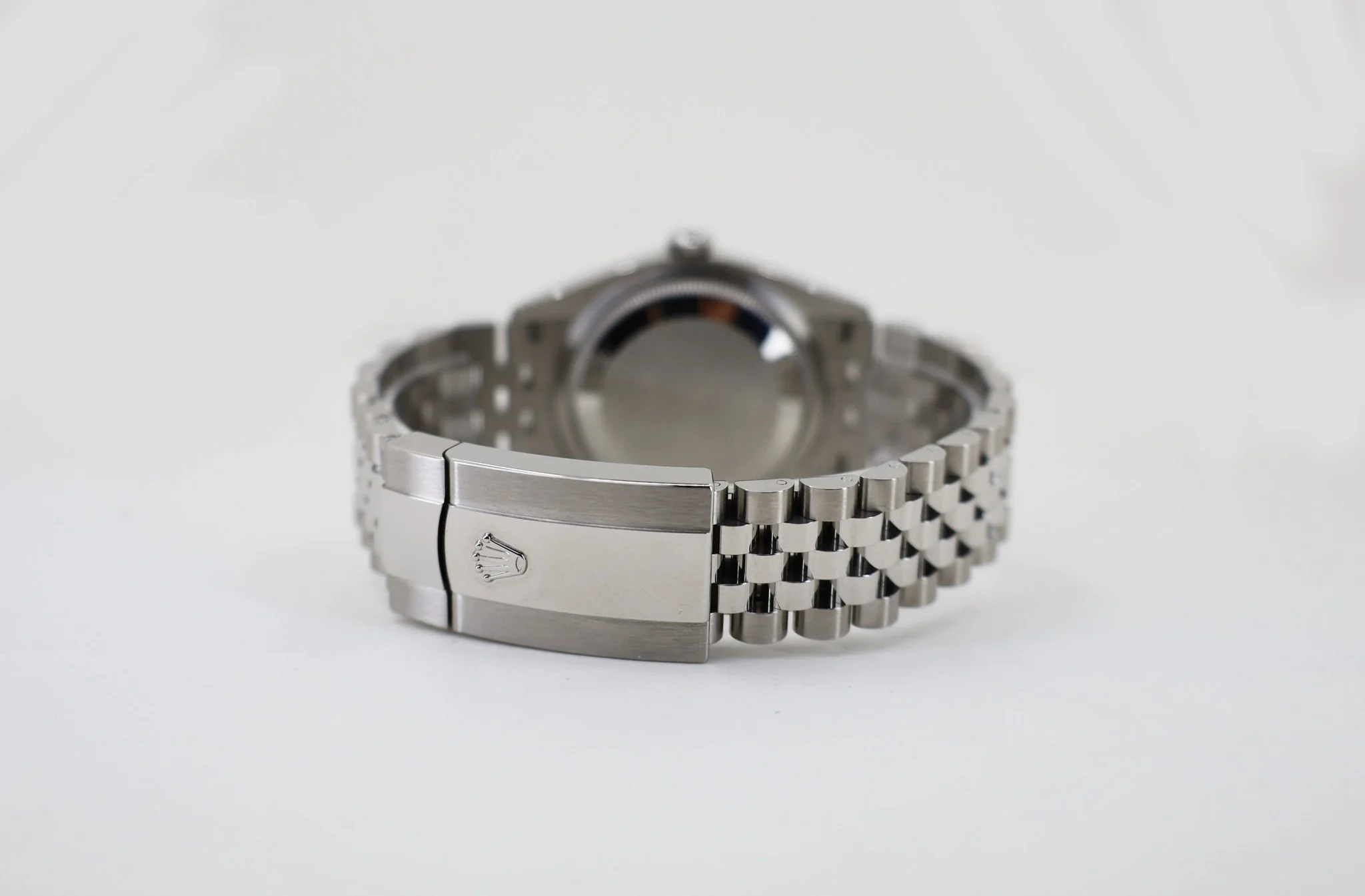 Rolex White Rolesor Datejust 36 Watch - Fluted Bezel - Olive Green Palm Motif Diamond 6 Dial - Jubilee Bracelet - 126234RBR - Image 9