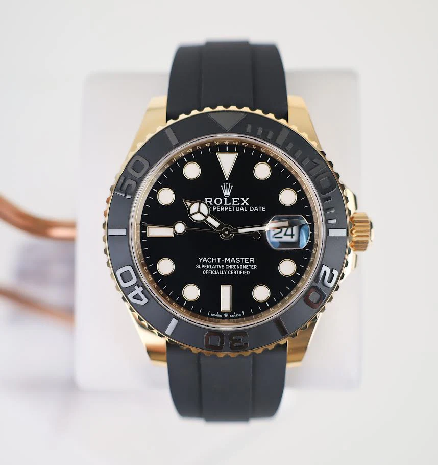 Rolex Yacht-Master 42 Yellow Gold Watch - Black Dial - Oysterflex Strap - 226658 - Image 2