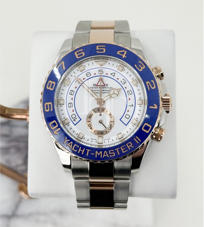 Rolex Yacht-Master II 116681 Blue Ceramic 18k Rose Gold Mercedes Hands Stainless Steel - Image 2