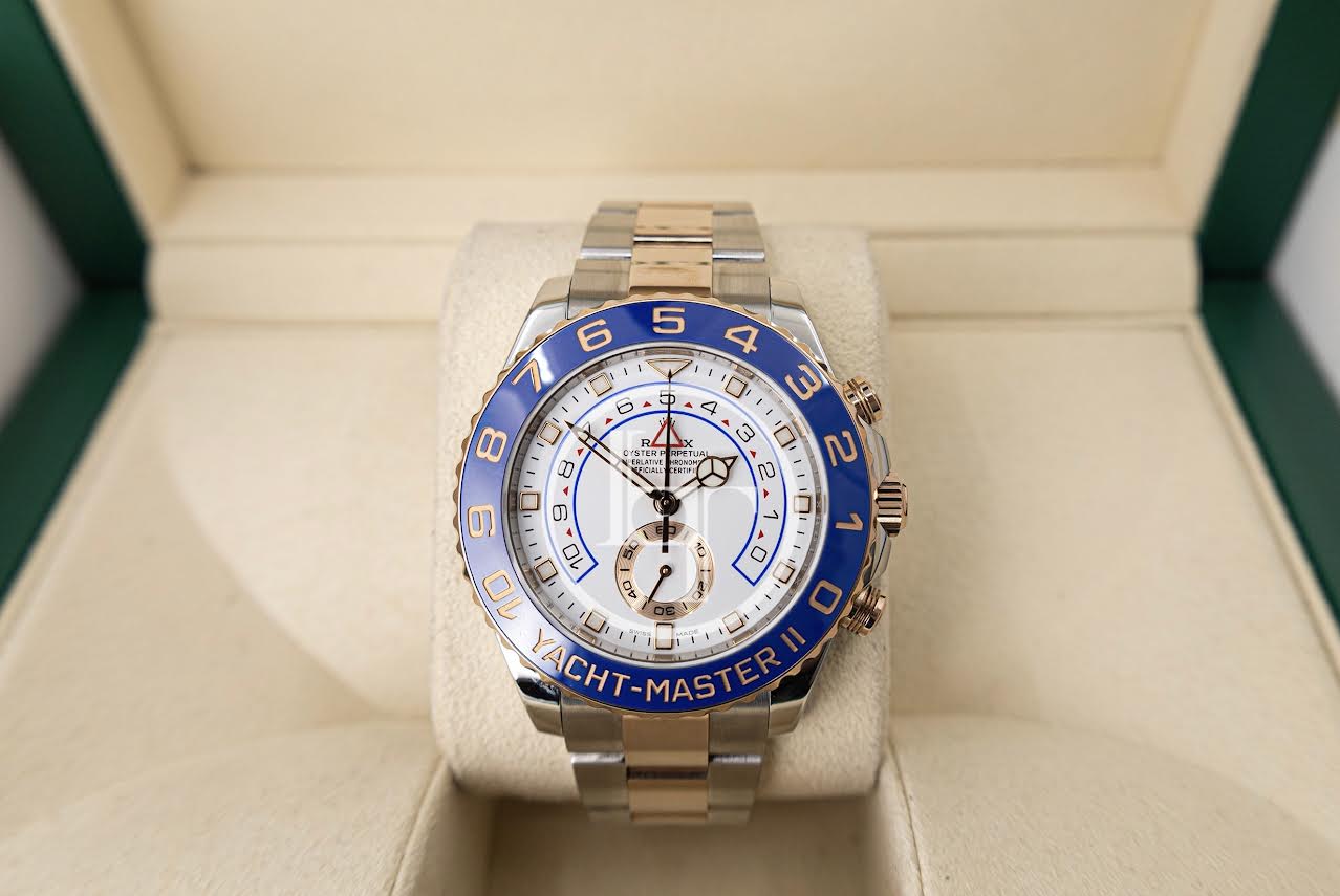 Rolex Yacht-Master II 116681 Blue Ceramic 18k Rose Gold Mercedes Hands Stainless Steel - Image 3
