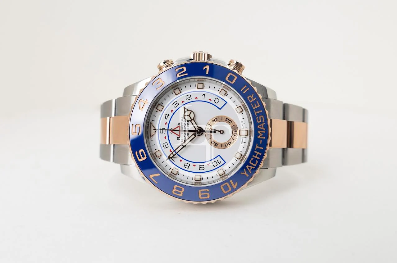 Rolex Yacht-Master II 116681 Blue Ceramic 18k Rose Gold Mercedes Hands Stainless Steel - Image 5